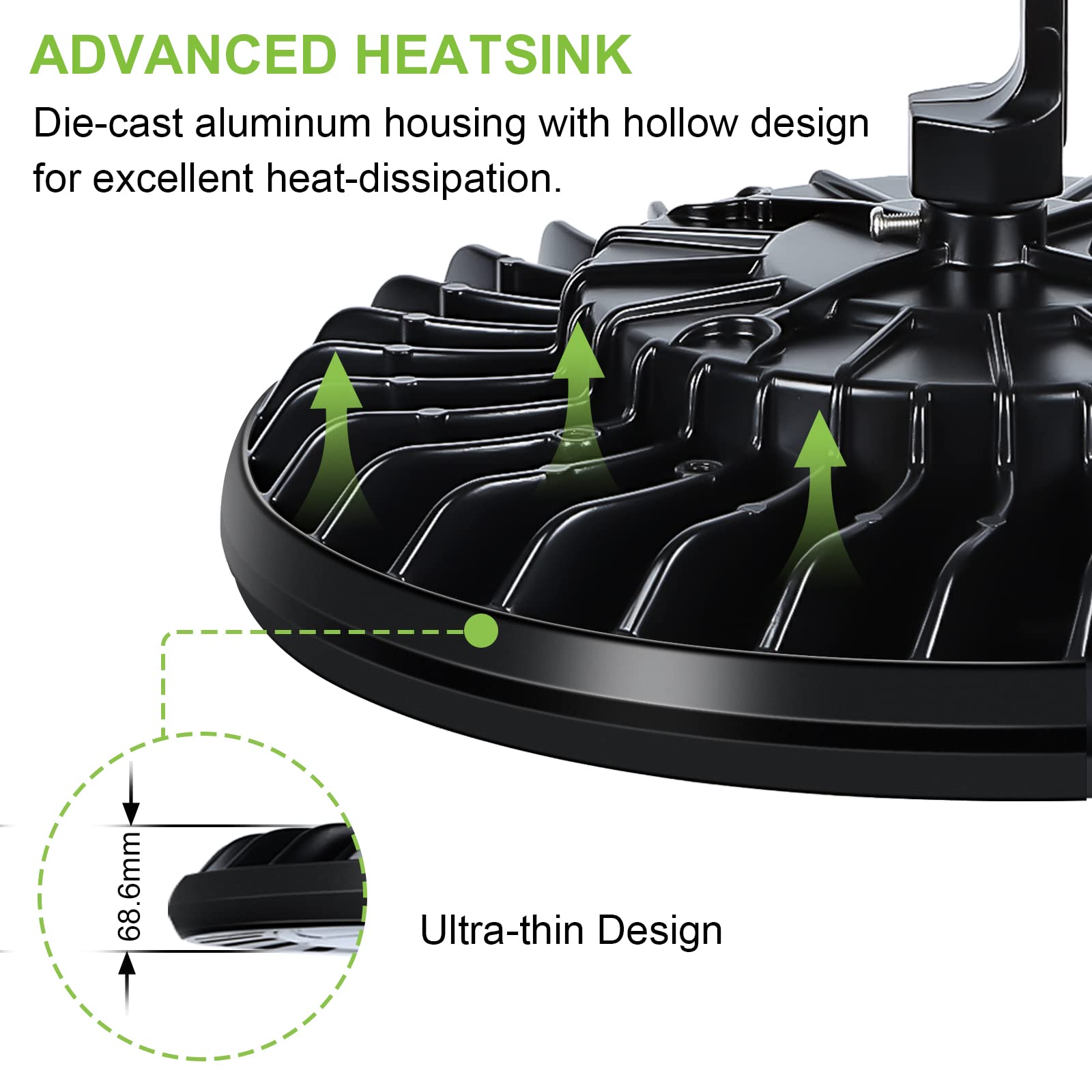 Hykolity 6 Pack 200W LED High Bay Light, 5000K, 26000lm, IP65, Black, Model KLHB200WCD-50K, for
