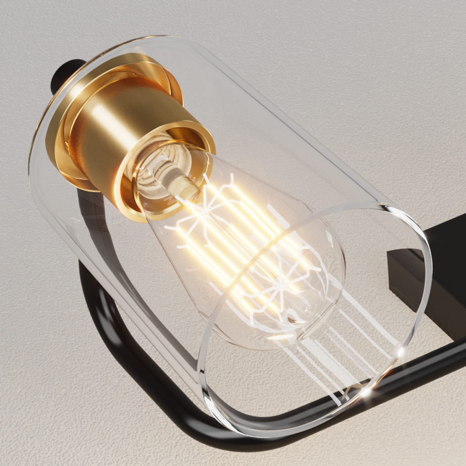 SOLFART Vintage Wall Vanity Lights for Bathroom Vanity Light 40 inch Black Globe Light Metal with Clear Glass Brass Fixtures Wal