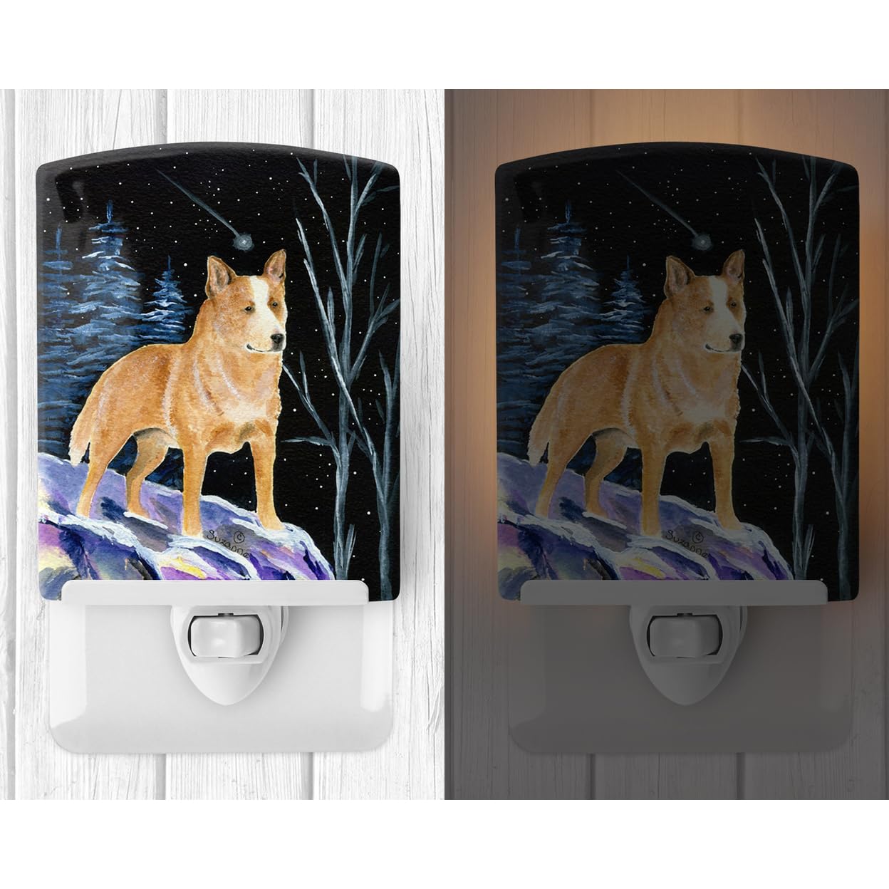 Carolines Treasures Ceramic Night Light, Starry Night Design, 6x4x3in, Multicolor, Model SS8407CNL