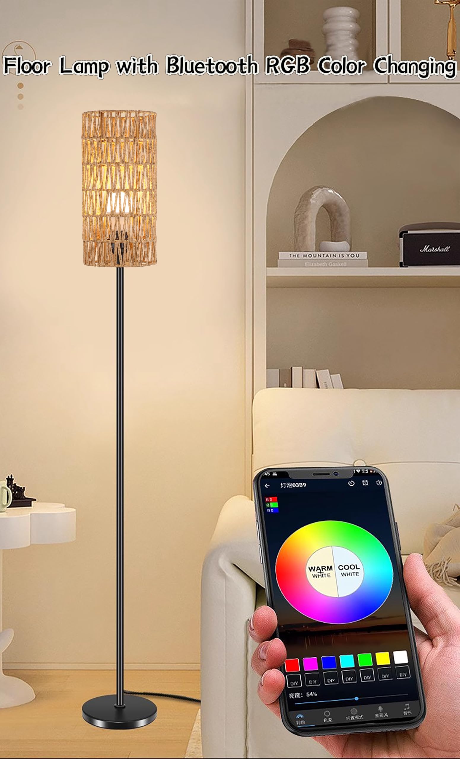 Ruiever Rattan Floor Lamp In Different Bulbs (Rgb Bulb Shade)