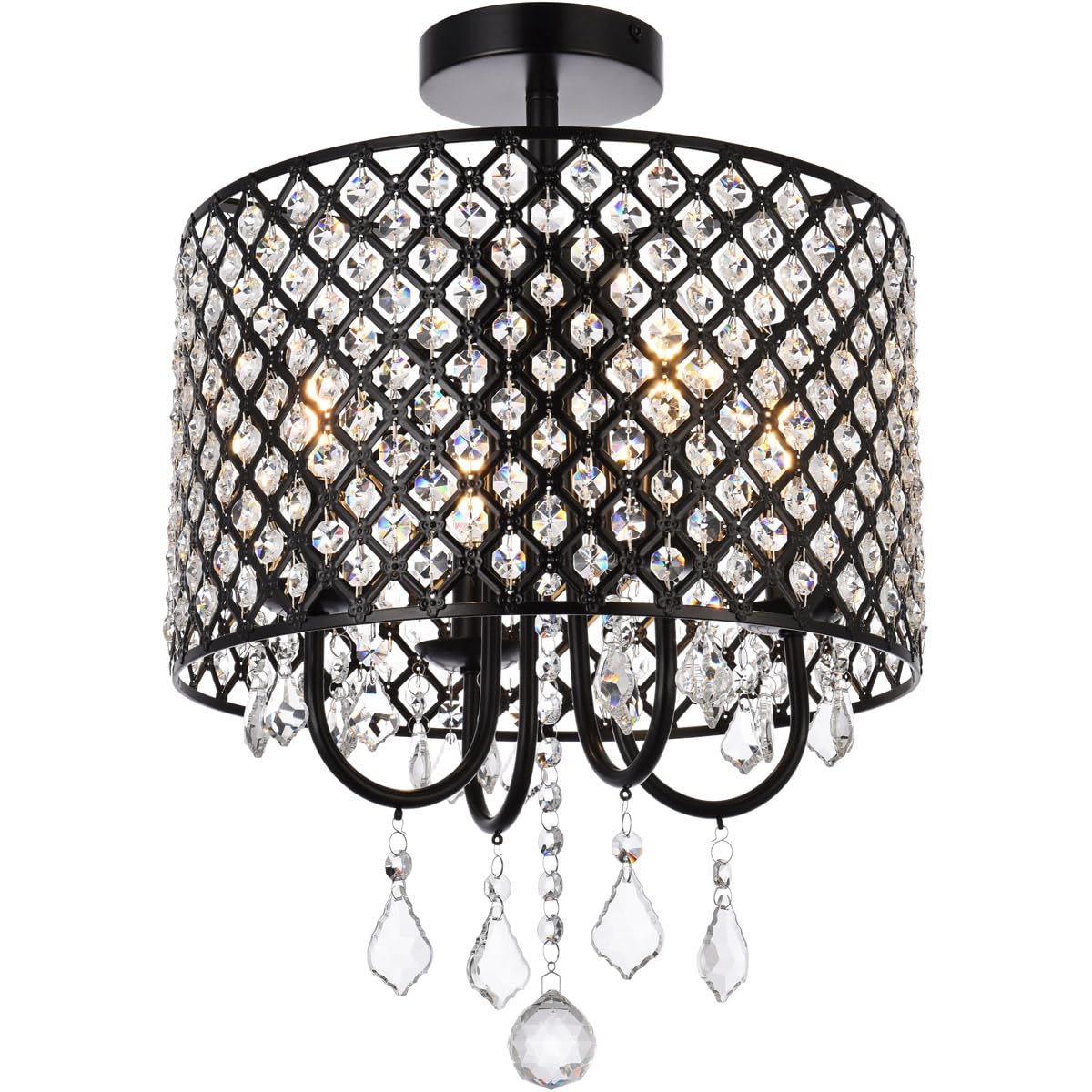 Living District Elise 4-Light Transitional Metal Flush Mount in Black Finish