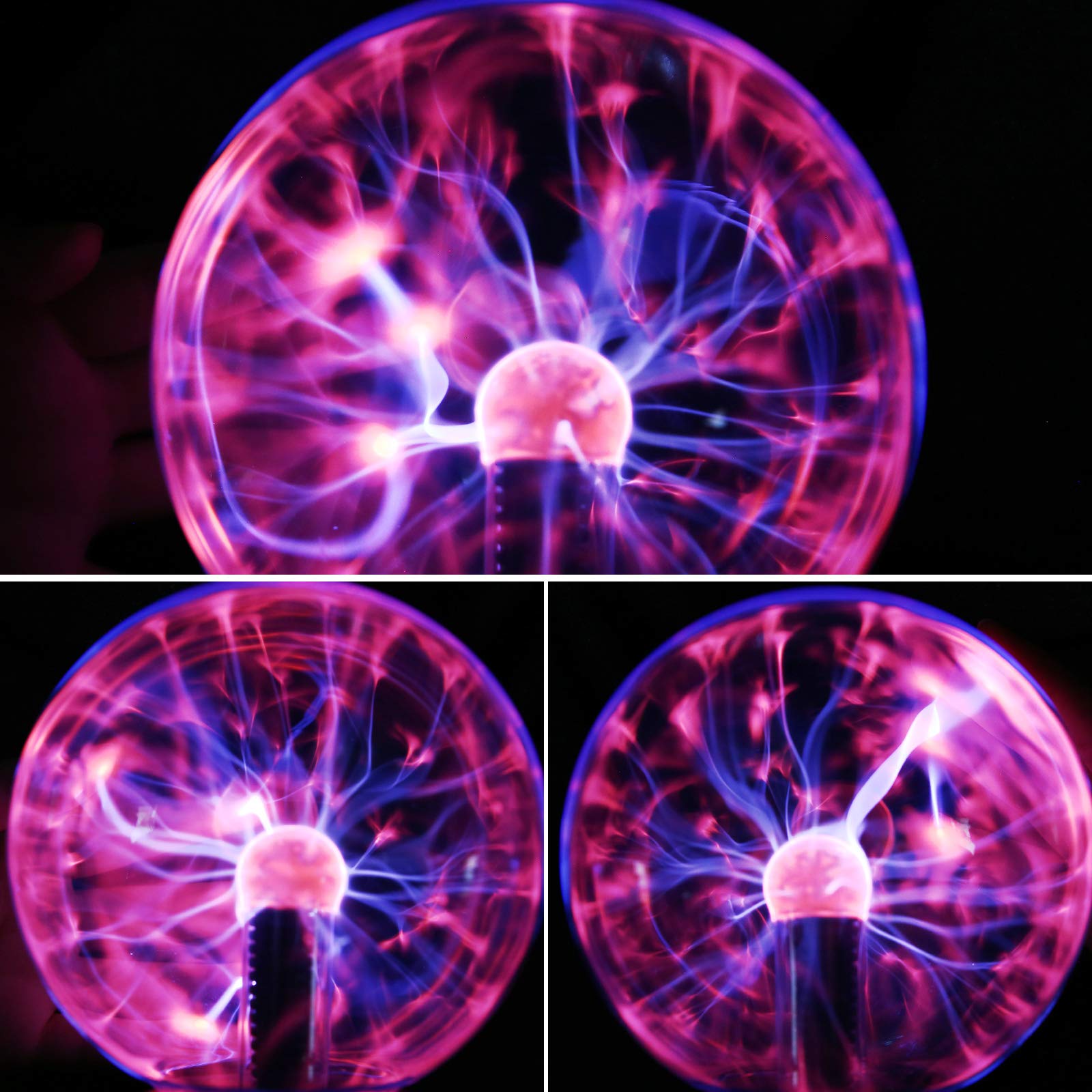 Gresus 5 Inch Plug-In Magic Plasma Ball Lamp - Touch & Sound Sensitive Interactive Plasma Lamp Nebula Sphere Globe, Science Educ