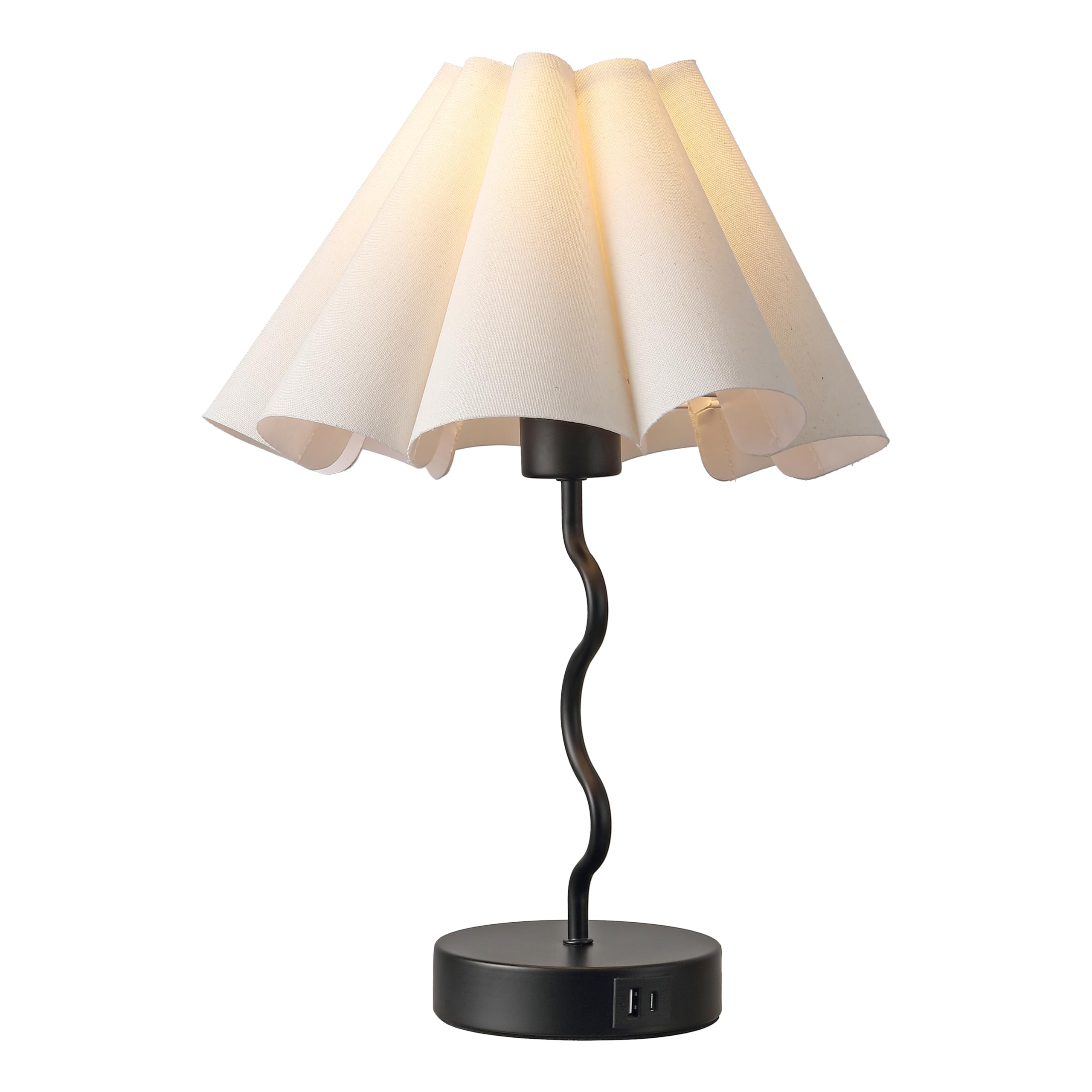 EOEYYOYB Pleated Table Lamp, Linen Lampshade, Modern Design, Black, Model 2097, Ideal for Bedroom and Home Office Decor