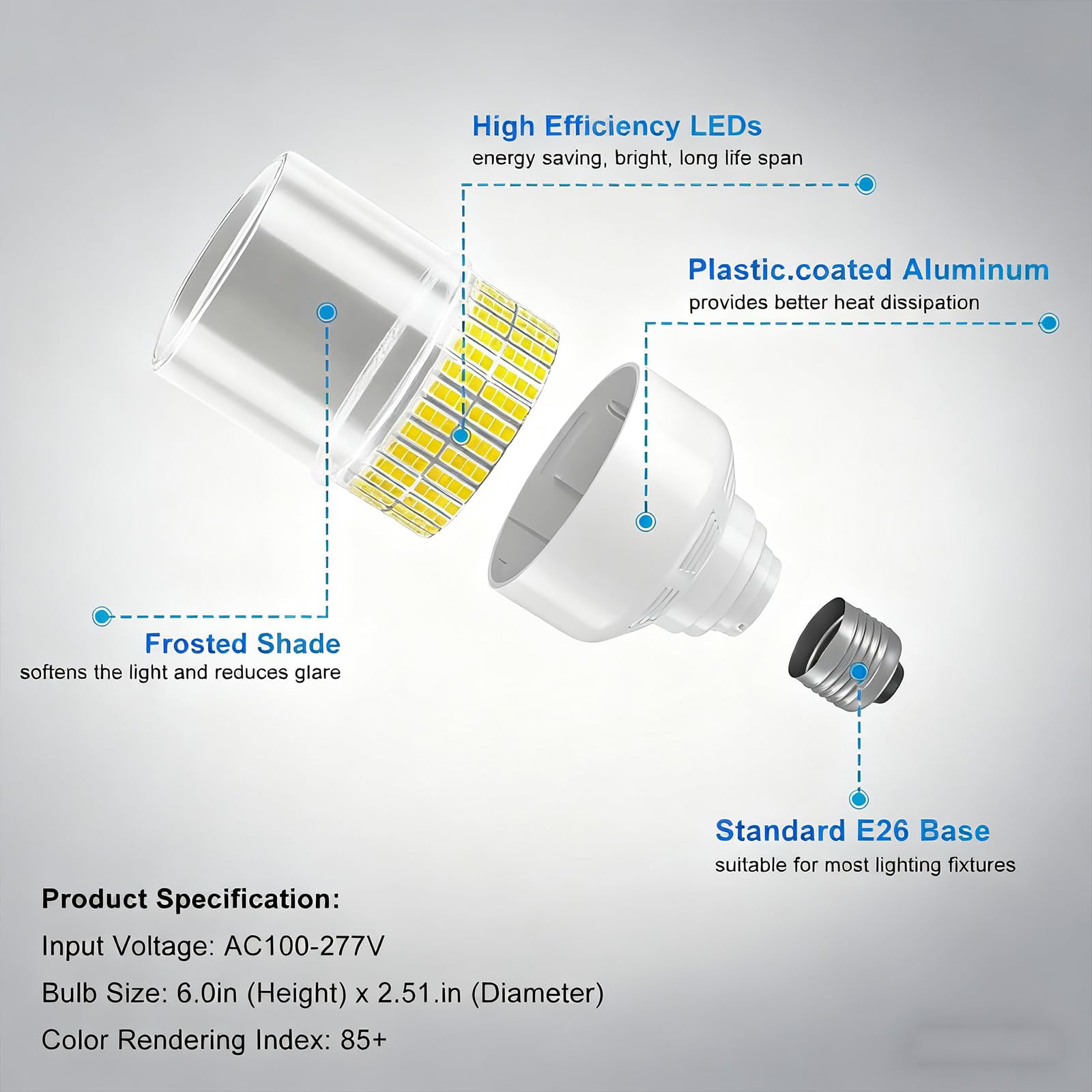 Ns 700W Equivalent Led Corn Light Bulb 2 Pack 10500 Lumens 3000K Warm White Lamp E26/E39 Medium Mogul Base 70W Large Area Lighting For Outdoor Indoor Garage Warehouse High Bay Lights