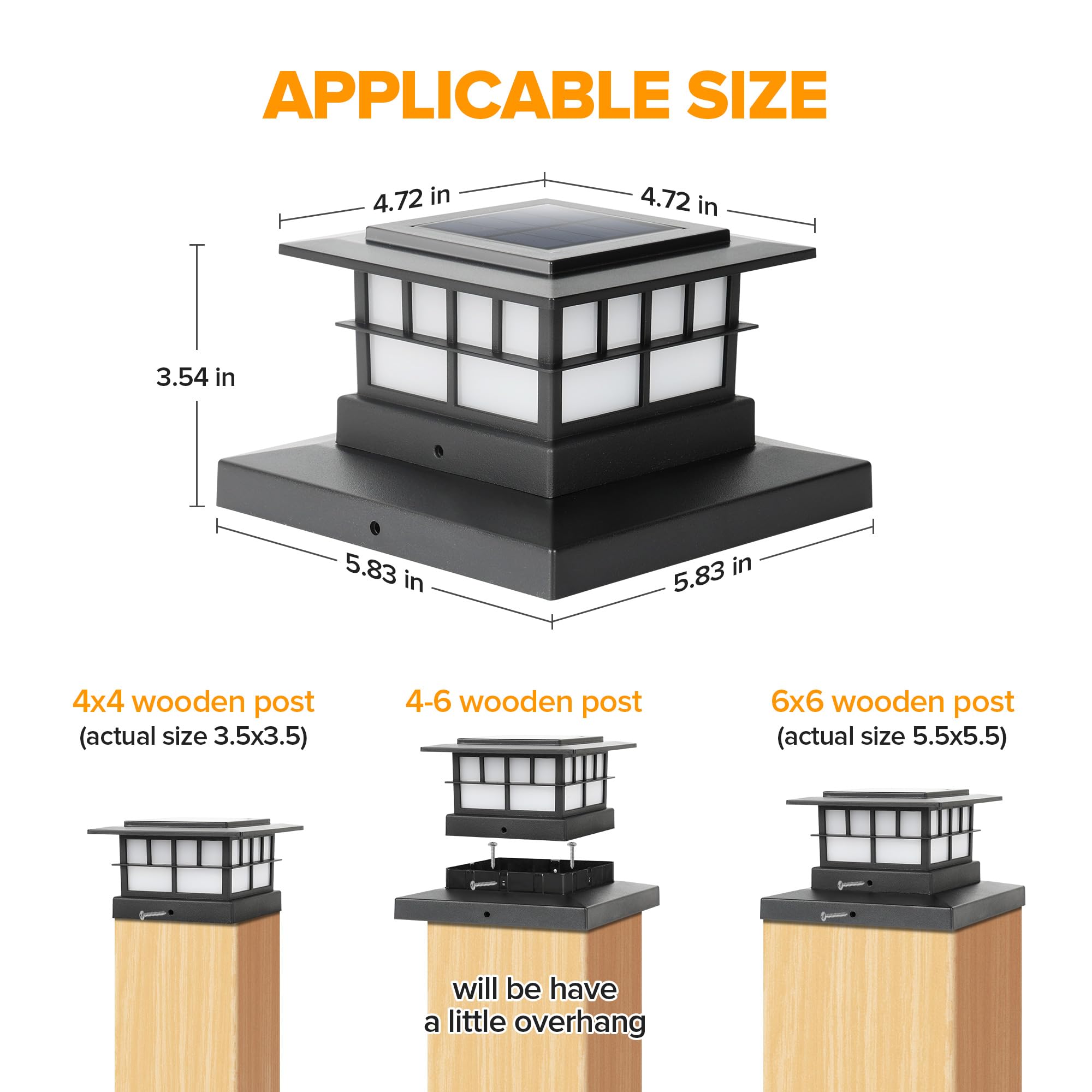 LUTEC Solar Post Cap Lights, IP65 Waterproof, Warm White 3000K LED, 8 Pack, Black, for 4x4, 5x5, 6x6