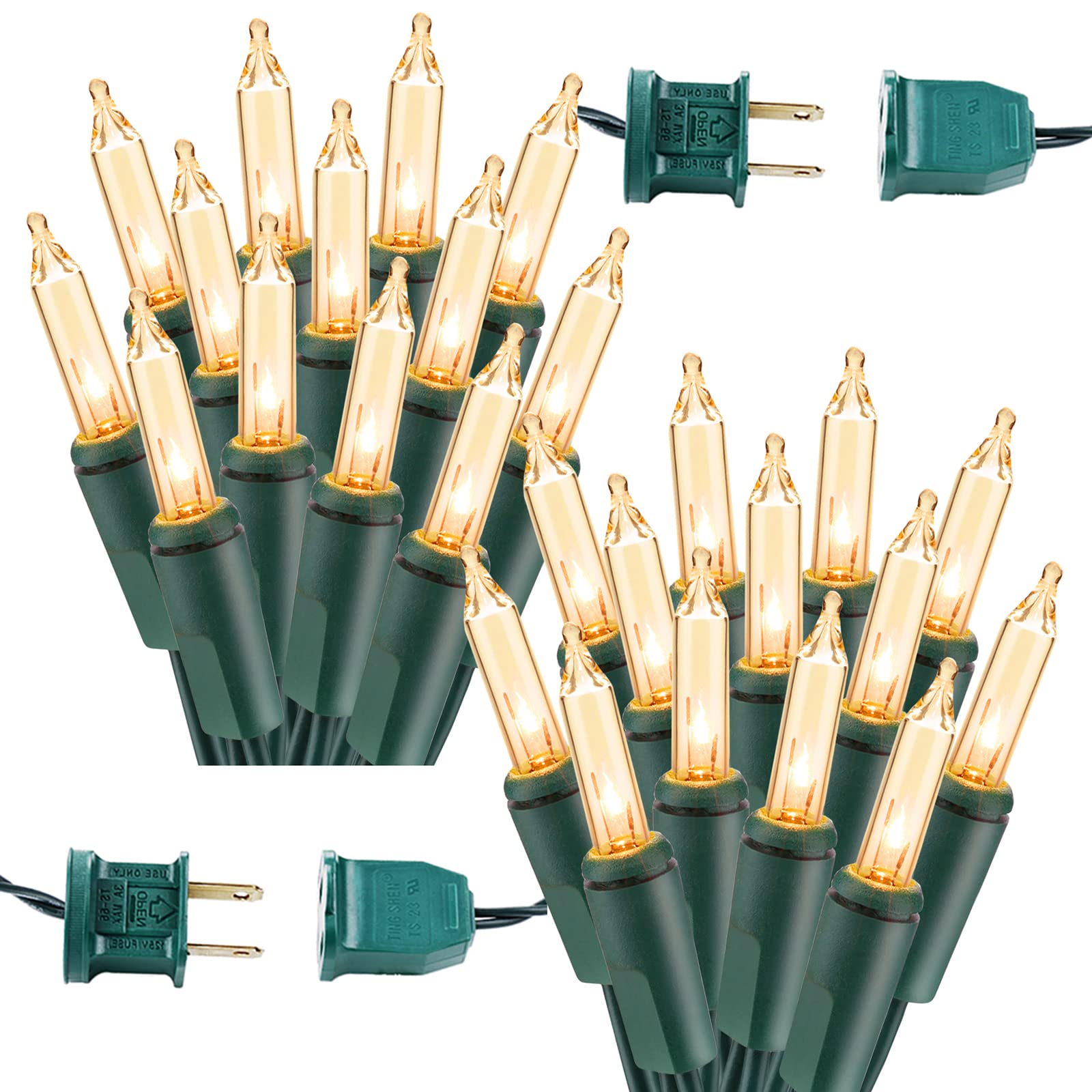 BrizLabs Christmas Lights, 600 Count Soft White Incandescent String Lights, 139.2ft, UL Certified, Indoor/Outdoor Decor