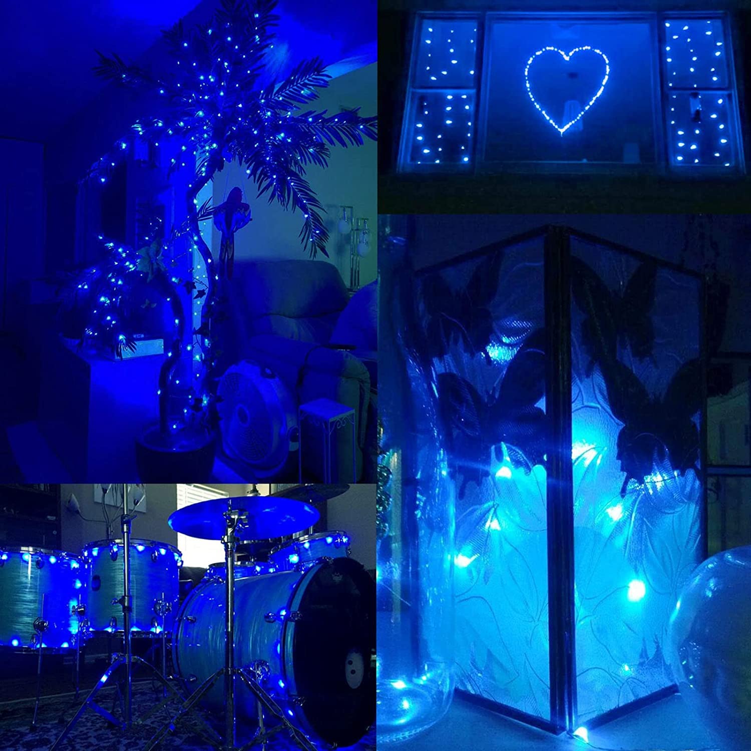 BHCLIGHT 200LED Fairy Lights, Waterproof String Lights, Remote Control, 8 Modes, 1 Pack, Blue, Model MLS-D4.5V1.35WUC-O