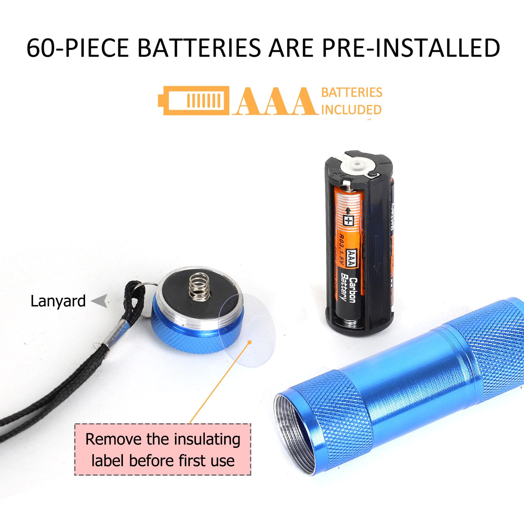 FASTPRO 20-Pack Aluminum Flashlights Set, 6-LED, Black, Model F00800, Lanyard & AAA Batteries Included
