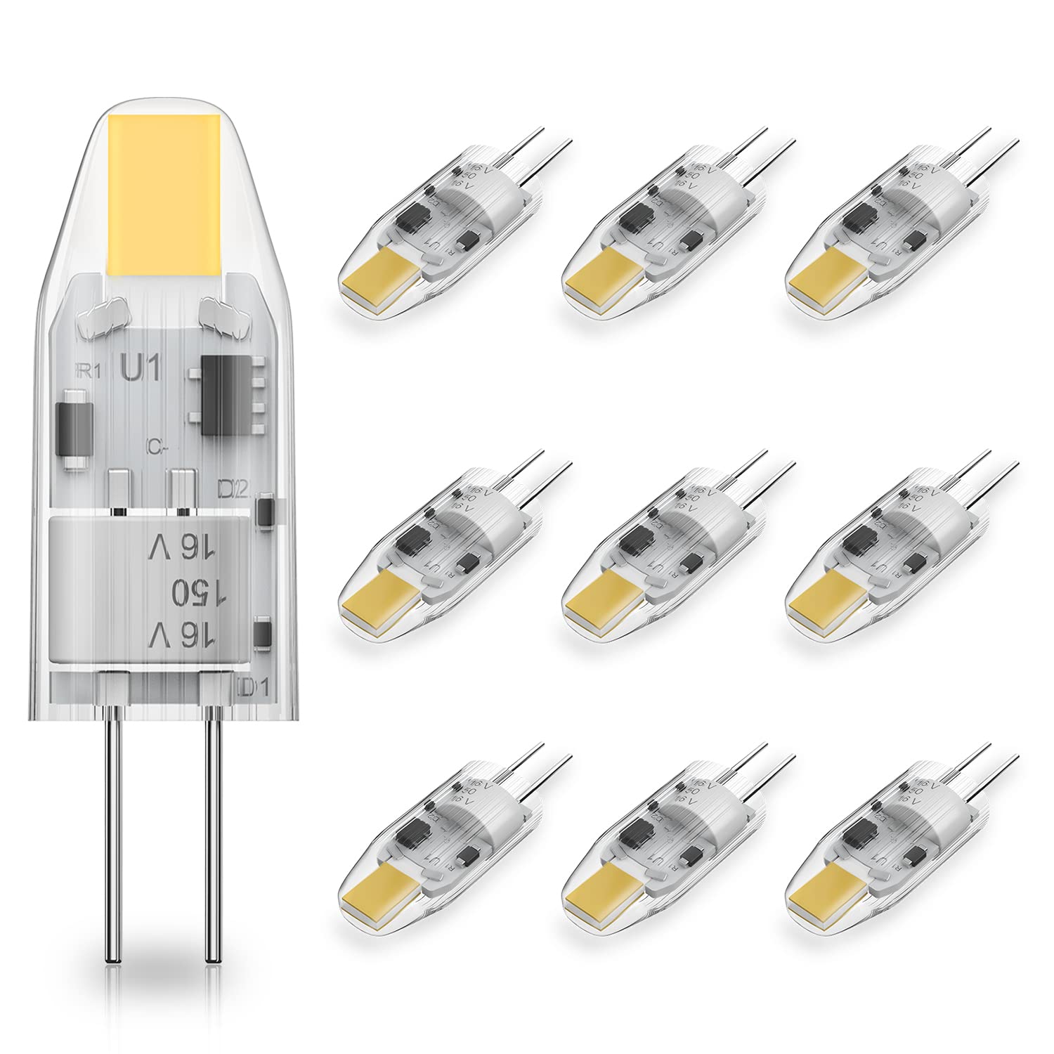 YUIIP G4 LED Bulb 12V 1.2W Natural White 4000K JC Bi Pin Light Bulbs 10 Pack