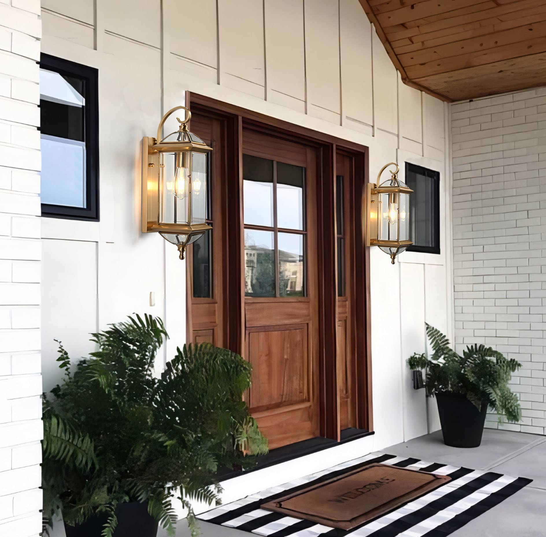 Milaii Copper Exterior Wall Light 20&quot; H Outdoor Light Fixture Waterproof Wall Sconce Oil Rubbed Brass Porch Light With Clear Glass Lantern Wall Mount Lights For House Garage Patio Aisle