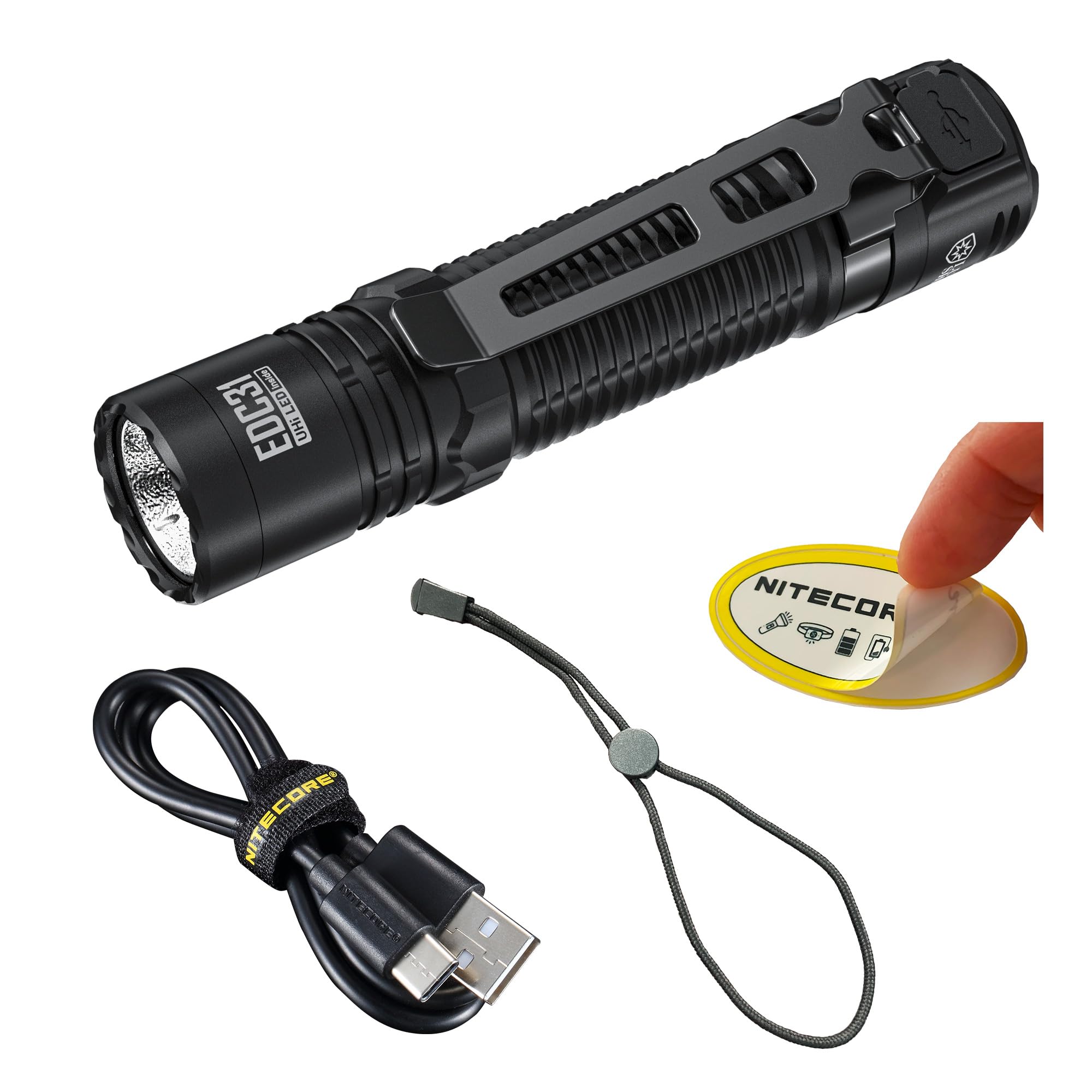 Nitecore Edc31 3500 Lumen Edc Flashlight, Usb-C Rechargeable, Compact, High Lumen With Clip, Lanyyard, Sliding Lock Switch Stick