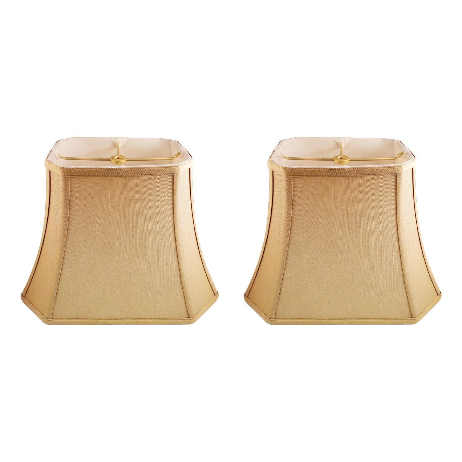 Royal Designs, Inc. Rectangle Cut Corner Lamp Shade, Faux Silk, 8 x 14 x 10.5, Antique Gold, Model BSO-710-14AGL, 2-Pack