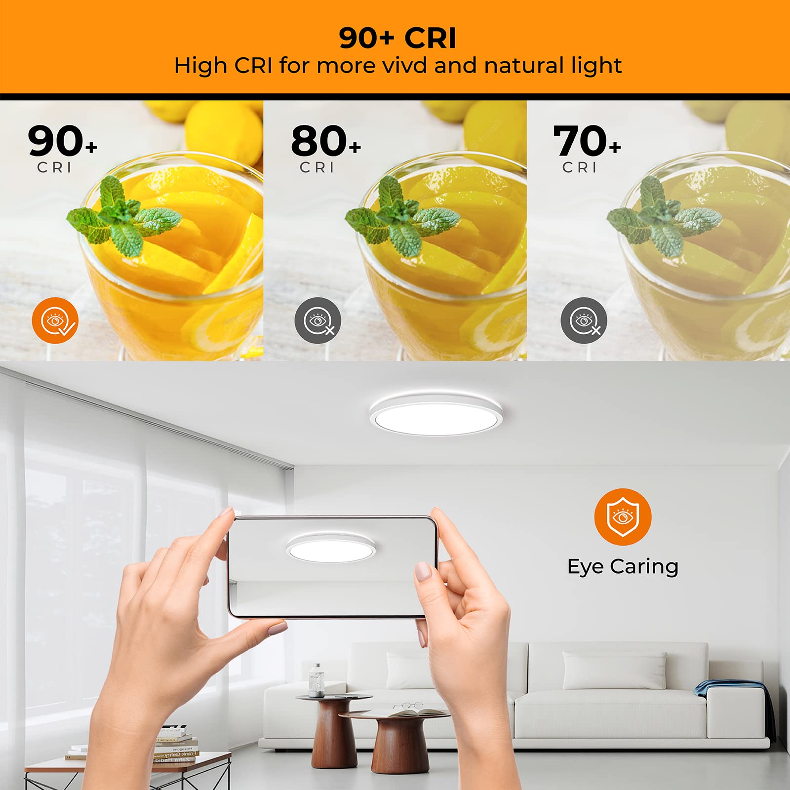 Matane 6Pack 12 Inch Led Flush Mount Ceiling Light Fixture, 24W Led Ceiling Light 3000K/4000K/5000K Selectable, Low Profile Ceil