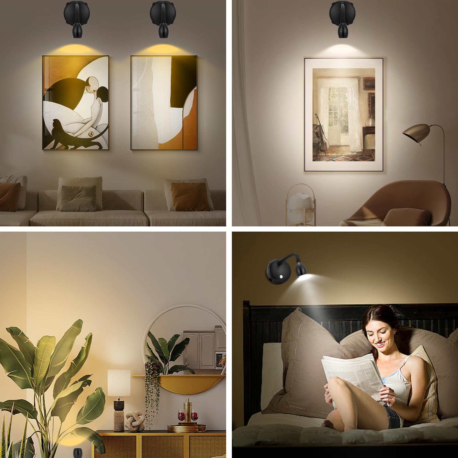 Kanesiki Cordless Spotlight Battery Operated, Led Picture Light, Dimmable Accent Light With Remote, Indoor Stick On Display Lamp