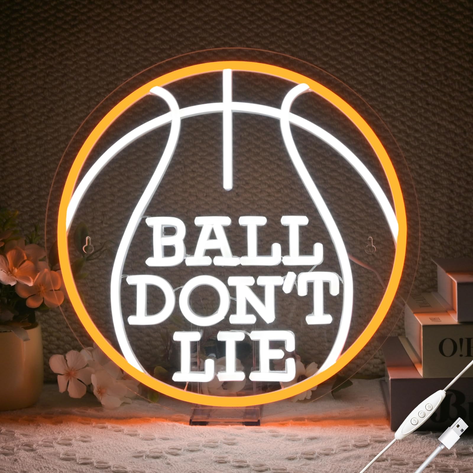 Wanxing Basketball Neon Sign LED Light Up Wall Art Decor for Boys Bedroom, Medium, Colorful Acrylic