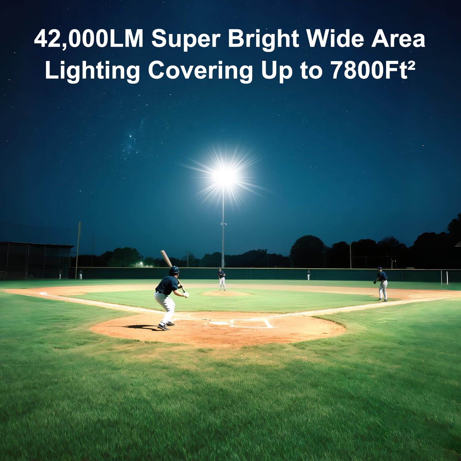 Kekeou 300W LED Flood Light, 42000LM, IP67 Waterproof, 6500K Daylight White, Black - Model GD-MZ300W-W-B