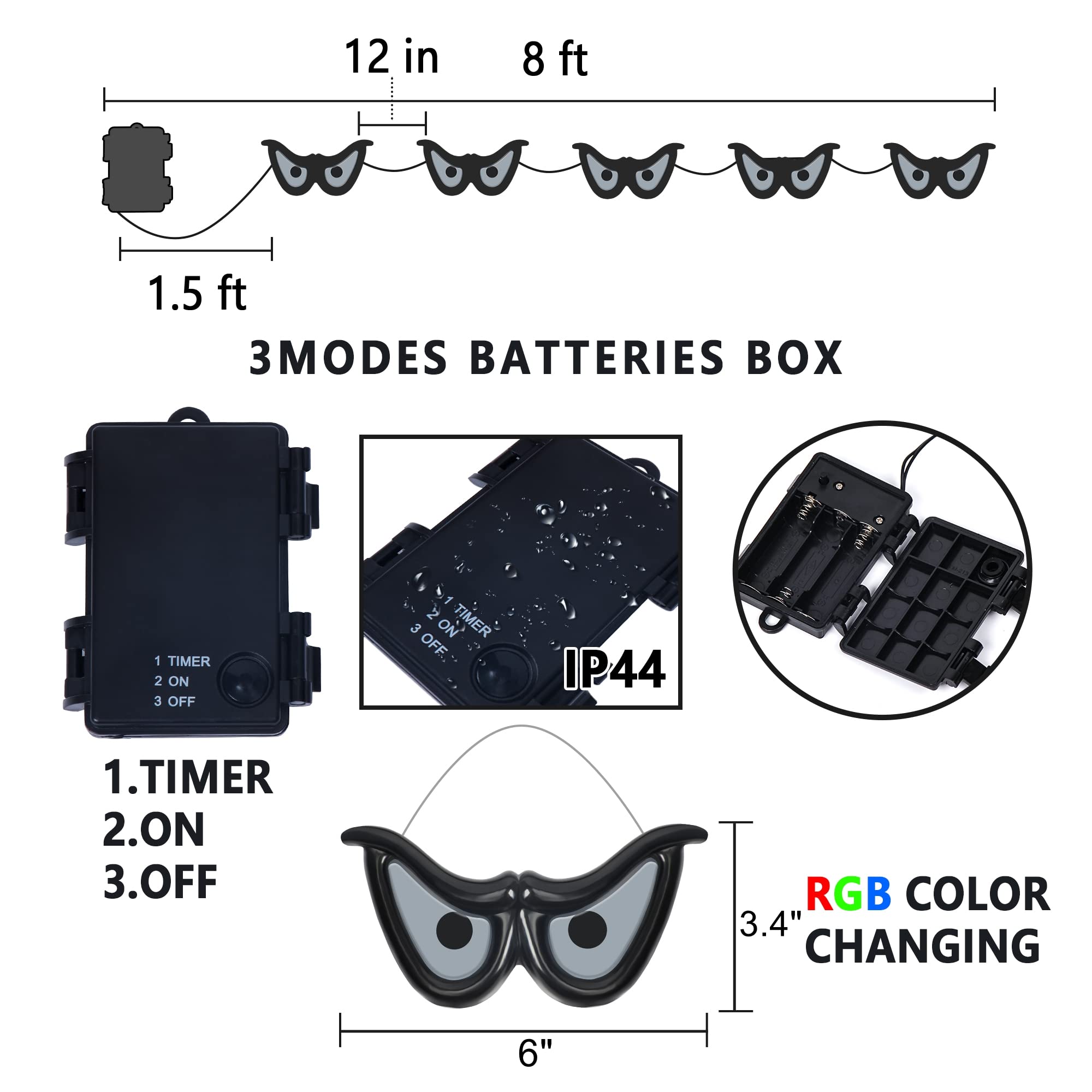 Ljlnion Halloween Flashing Spooky Eyes Lights - 5 Pcs Color Changing Eyeball Decorations