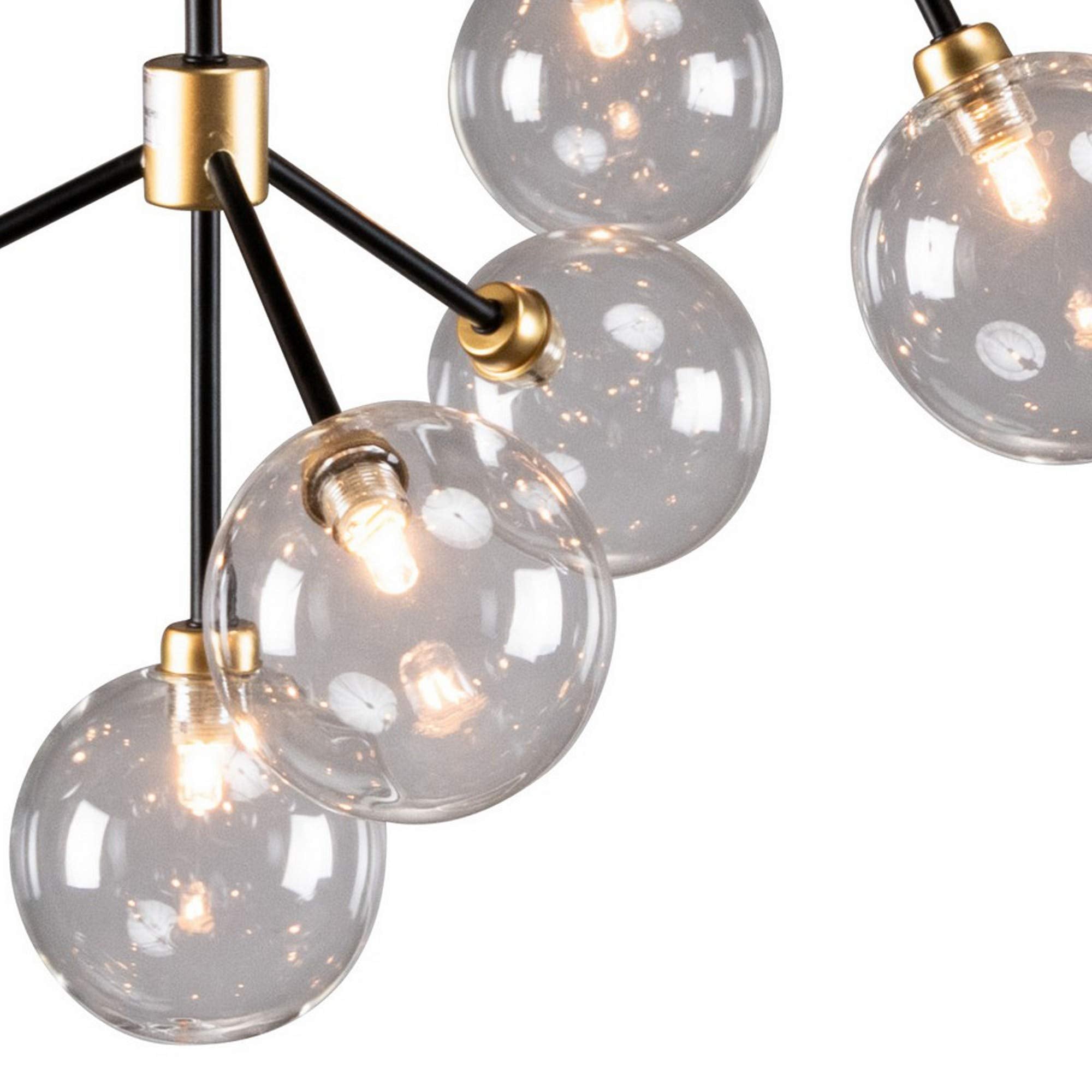 Benjara 20 Light Two Tone Glass And Metal Chandelier, Black, Gold