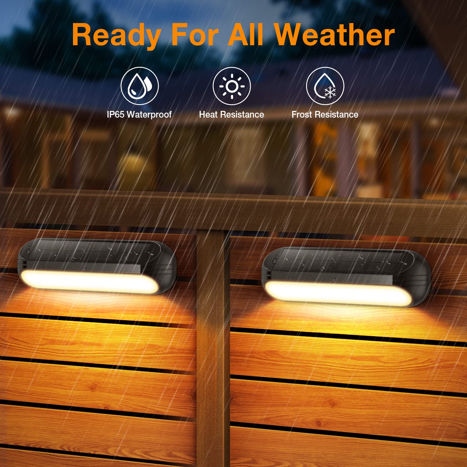 Ahaorigin Solar Outdoor Lights For Deck 4 Pack, Upgraded Rgb Solar Fence Lights With Color Changing & Warm White Mode, Waterproo