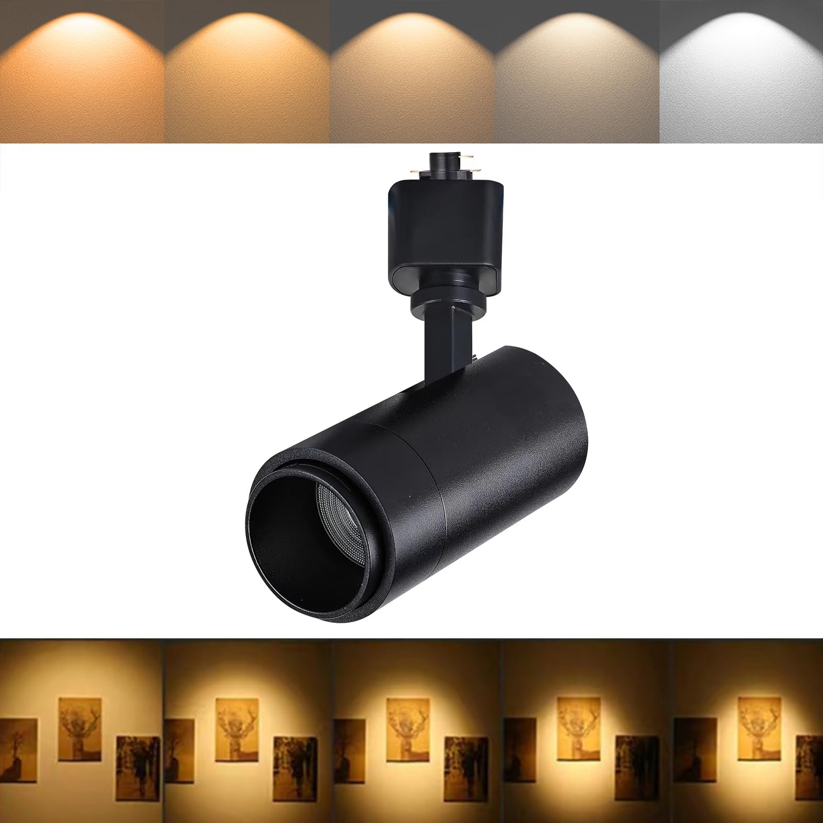 Ajbvp 5-Color Led Track Lighting Heads 12W Dimmable,Adjustable Beam Degree15°/24°/36°/45°/60°,2700K/3000K/3500K/4000K/5000K,Single Circuit H Track Lighting Heads Ceiling Fixtures Art Lighting