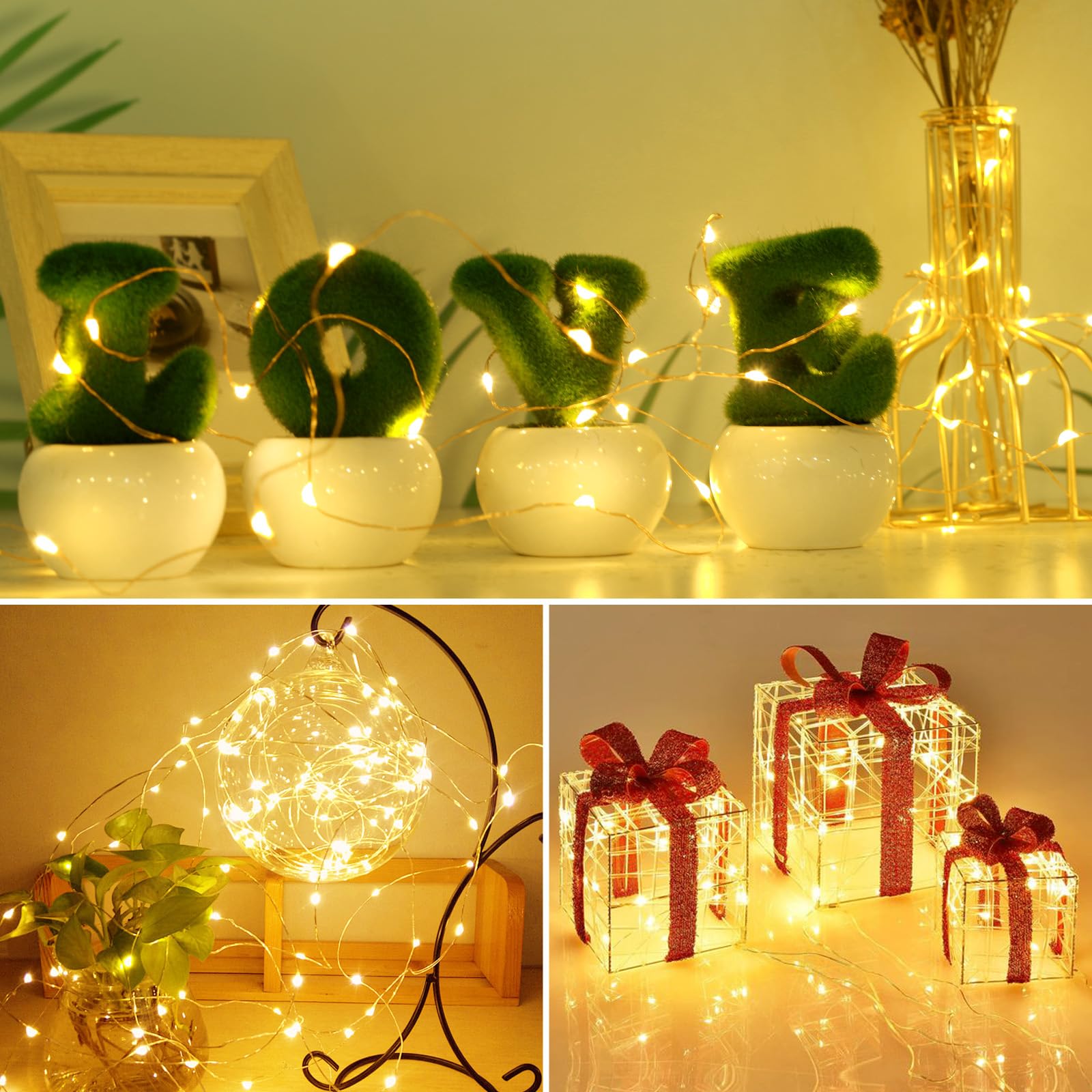 kolpop 6 Pack LED Fairy Lights, Battery Operated Mini Twinkle String Lights, Waterproof, Warm White for Christmas & Parties