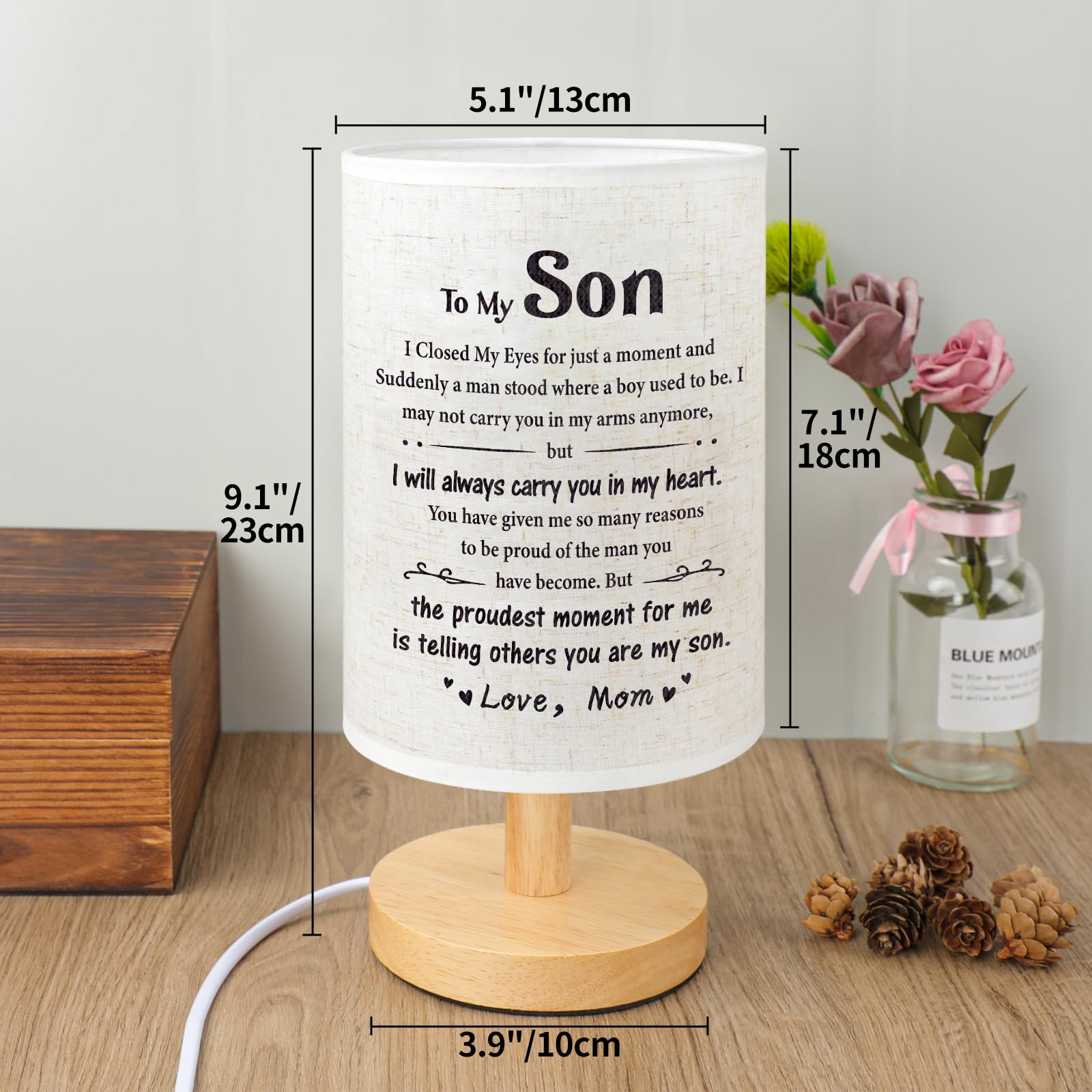 Souhoney Graduation Son Gifts From Mom, Desk Bedside Lamp Gifts For Son Birthday From Mom, Son Adult 18Th 21St Birthday Gifts, B