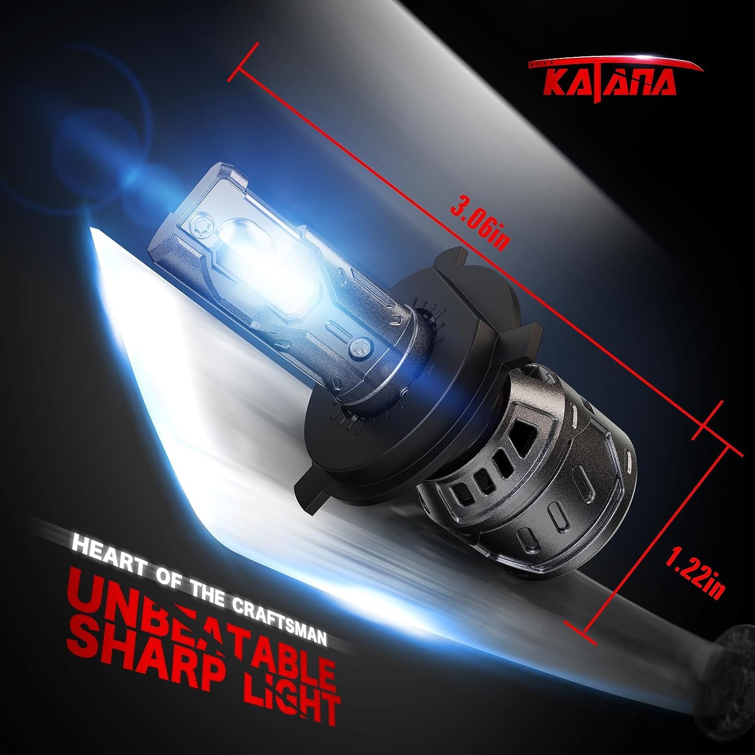 Katana H4 9003 Xenon White Bulbs, 400% Brightness, Aluminum, Mini Size, Pack of 2