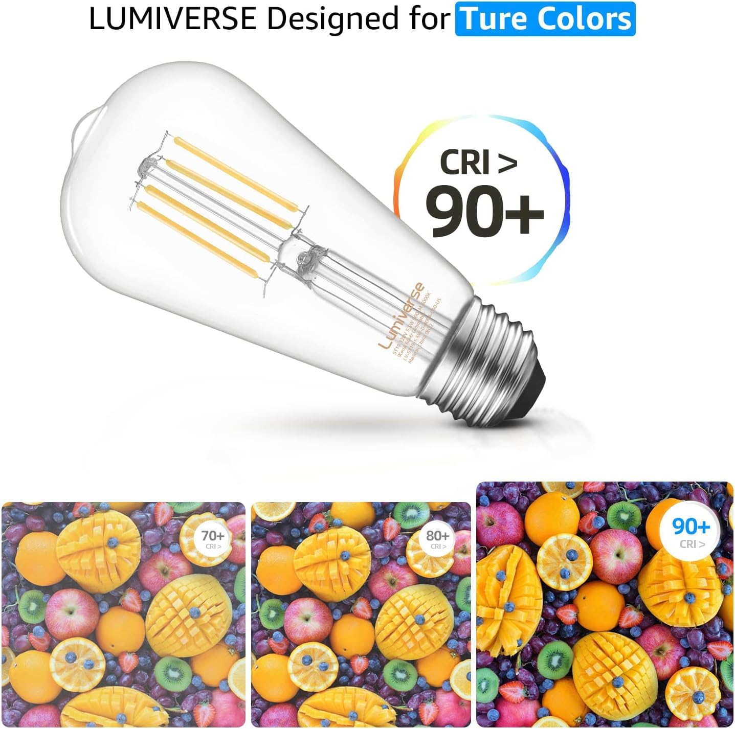 16 Pack St19 Dimmable Led Edison Bulb, 5.5W (60W Equivalent) 500Lm, Cri 95+, 4000K Cool White, E26 Medium Base, Vintage Filament