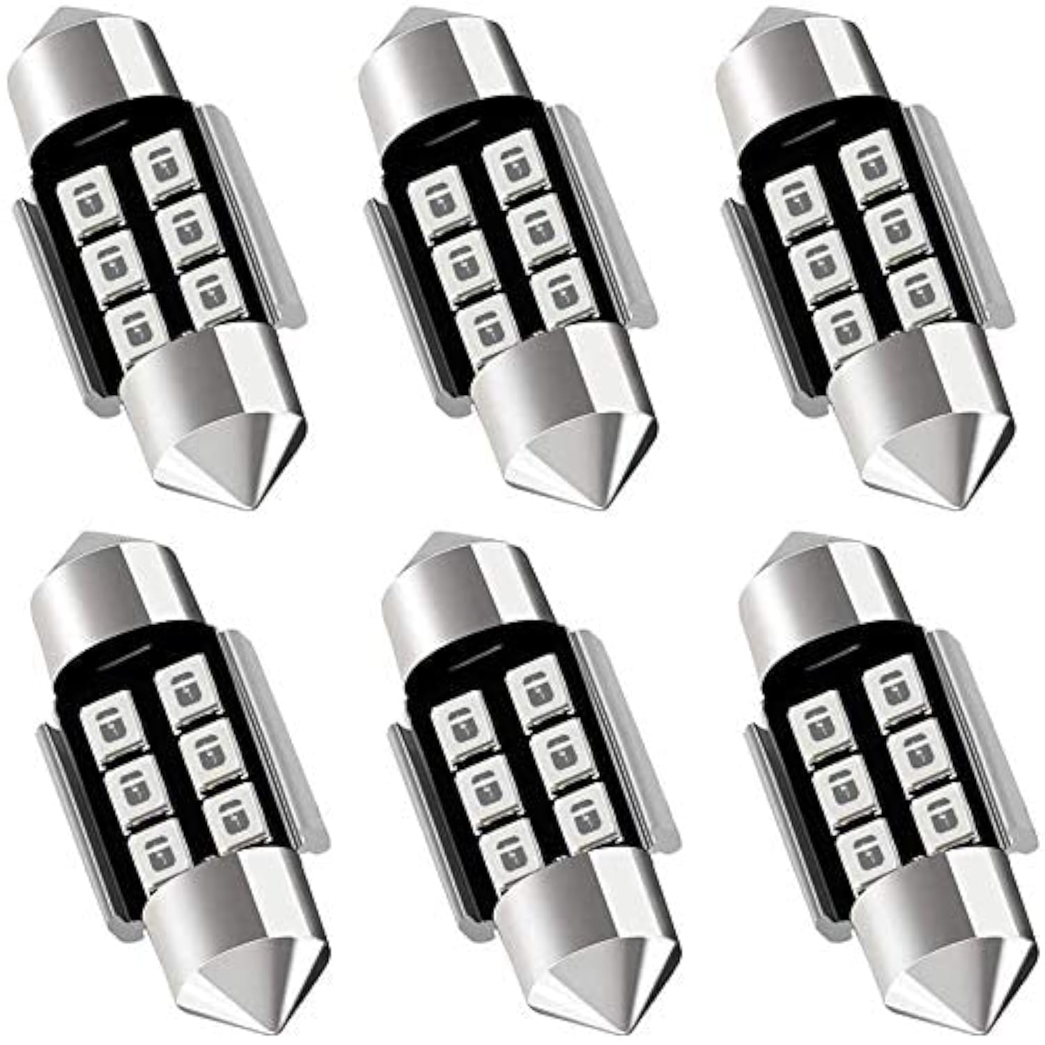 AUXLIGHT Festoon LED Interior Light Bulbs, Green, 31MM, Error Free, 6SMD Chips, Pack of 6