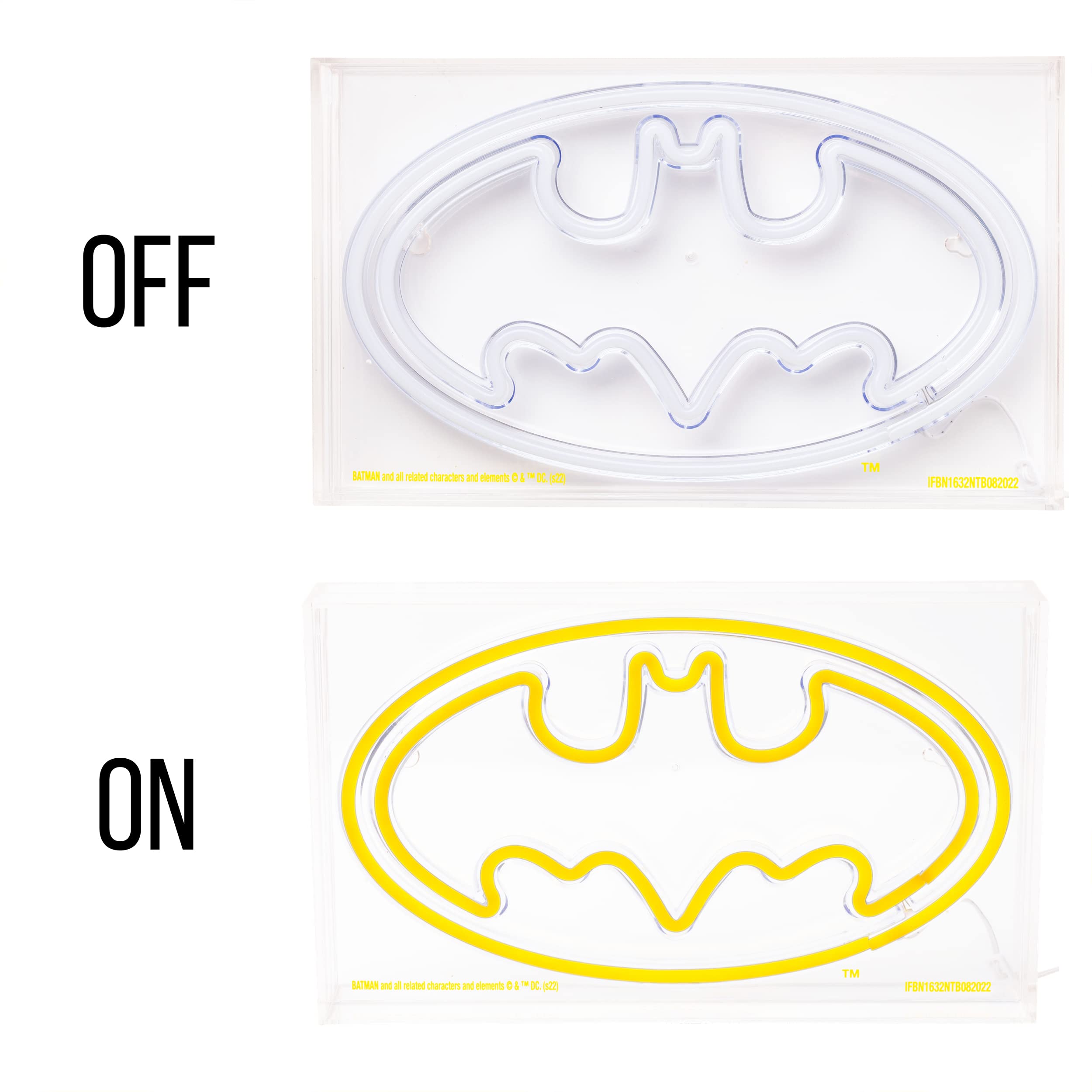Silver Buffalo DC Comics Batman Logo Symbol USB Powered Neon Light Box, 12 x 7 Inches