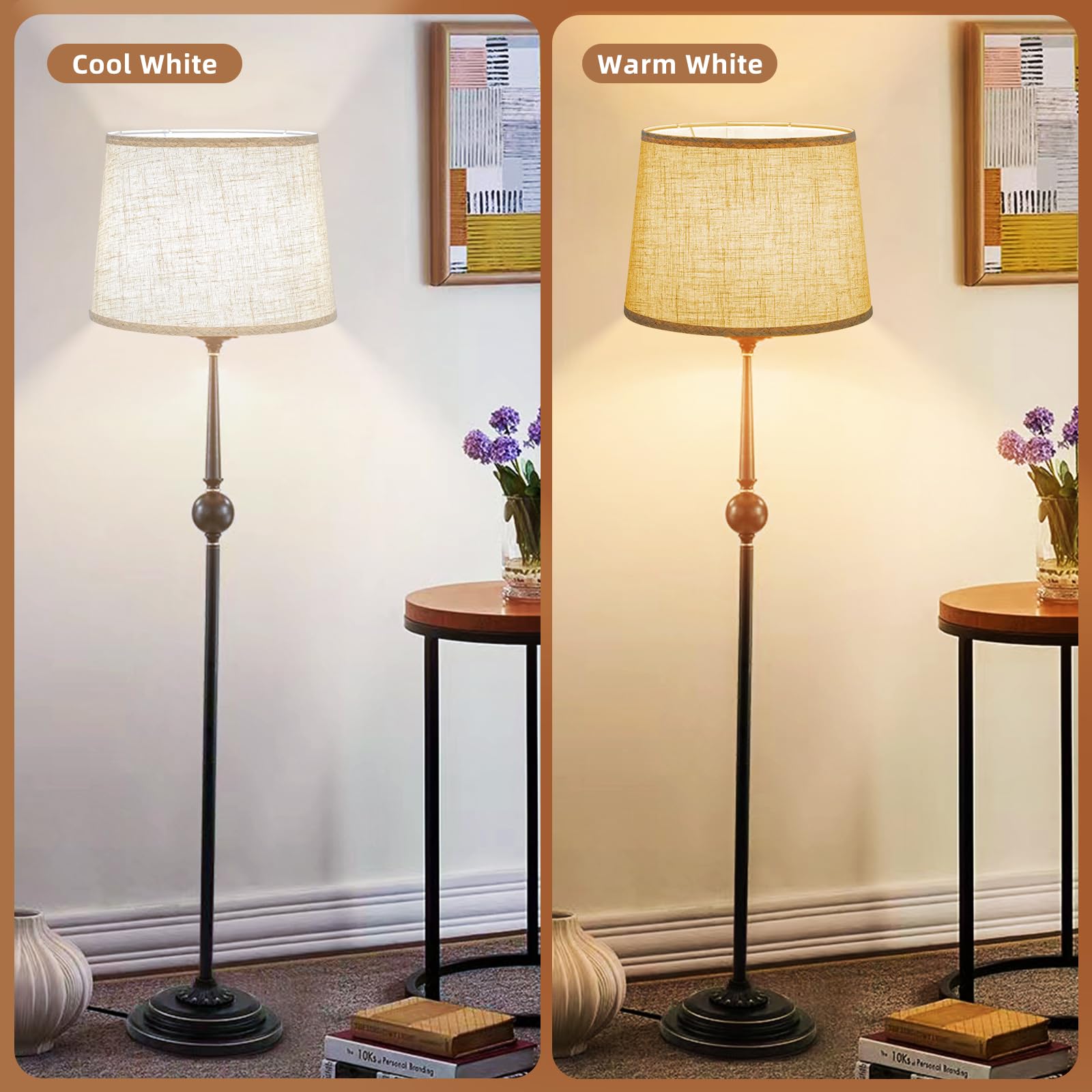 KOZEOTA Drum Lampshades Set of 2, Beige Natural Linen, 11.3in Top x 13.3in Bottom x 9.9in High, Model LS2P