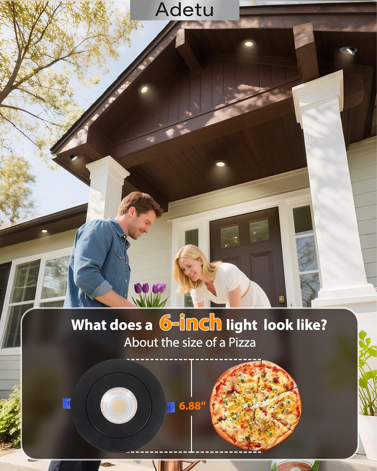 Adetu Led Recessed Lighting 6 Inch  360?90?Adjustable Directional Gimbal 6 Inch Led Recessed Light  2700K-5000K 5Cct Dimmable Retrofit Eyeball Can Recessed Lights With Jbox  Et (Black 6 Pack)