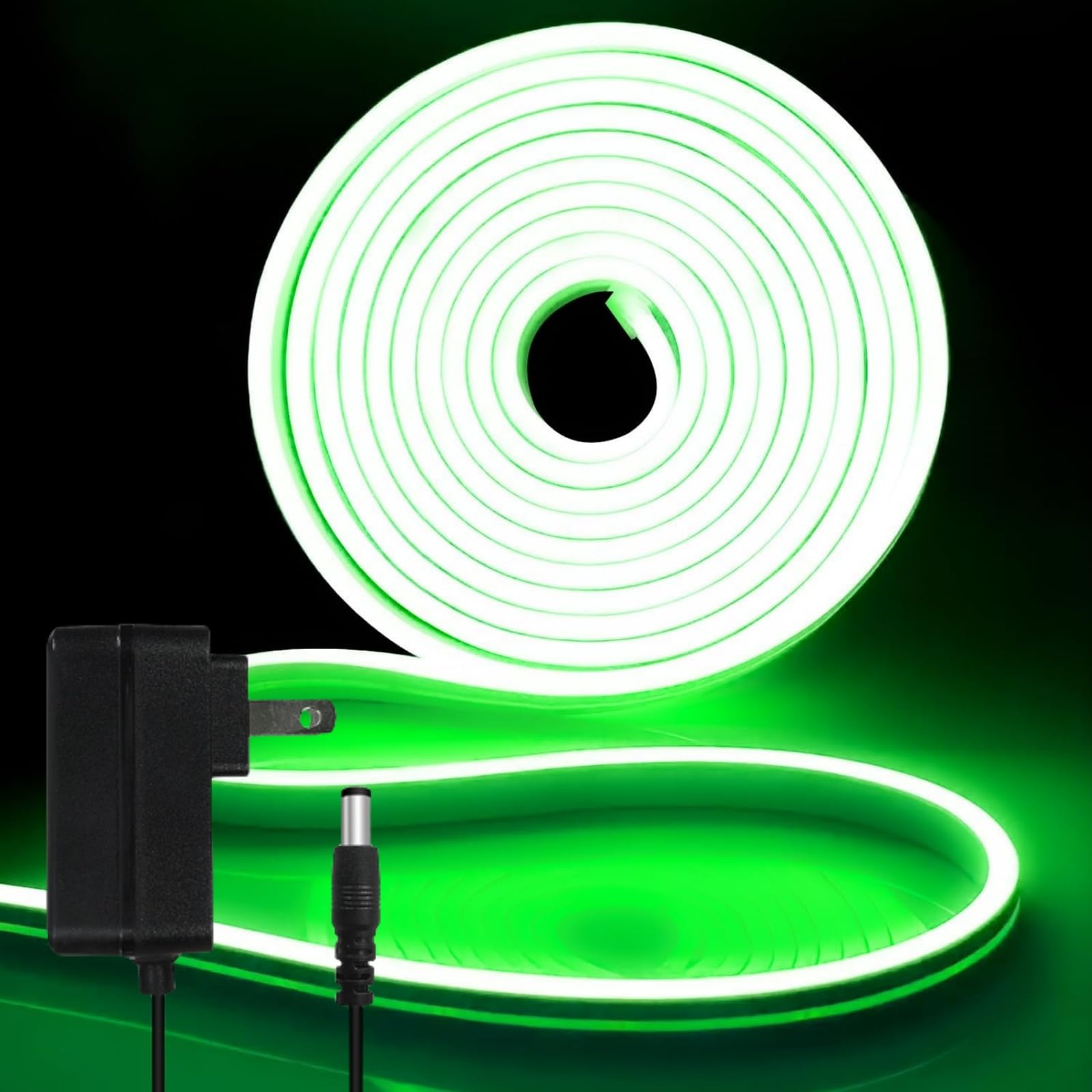 iNextStation 12V LED Strip Lights, 16.4FT Green, Waterproof, Flexible Silicone, Dimmable, Cuttable, Linkable for Home Decor