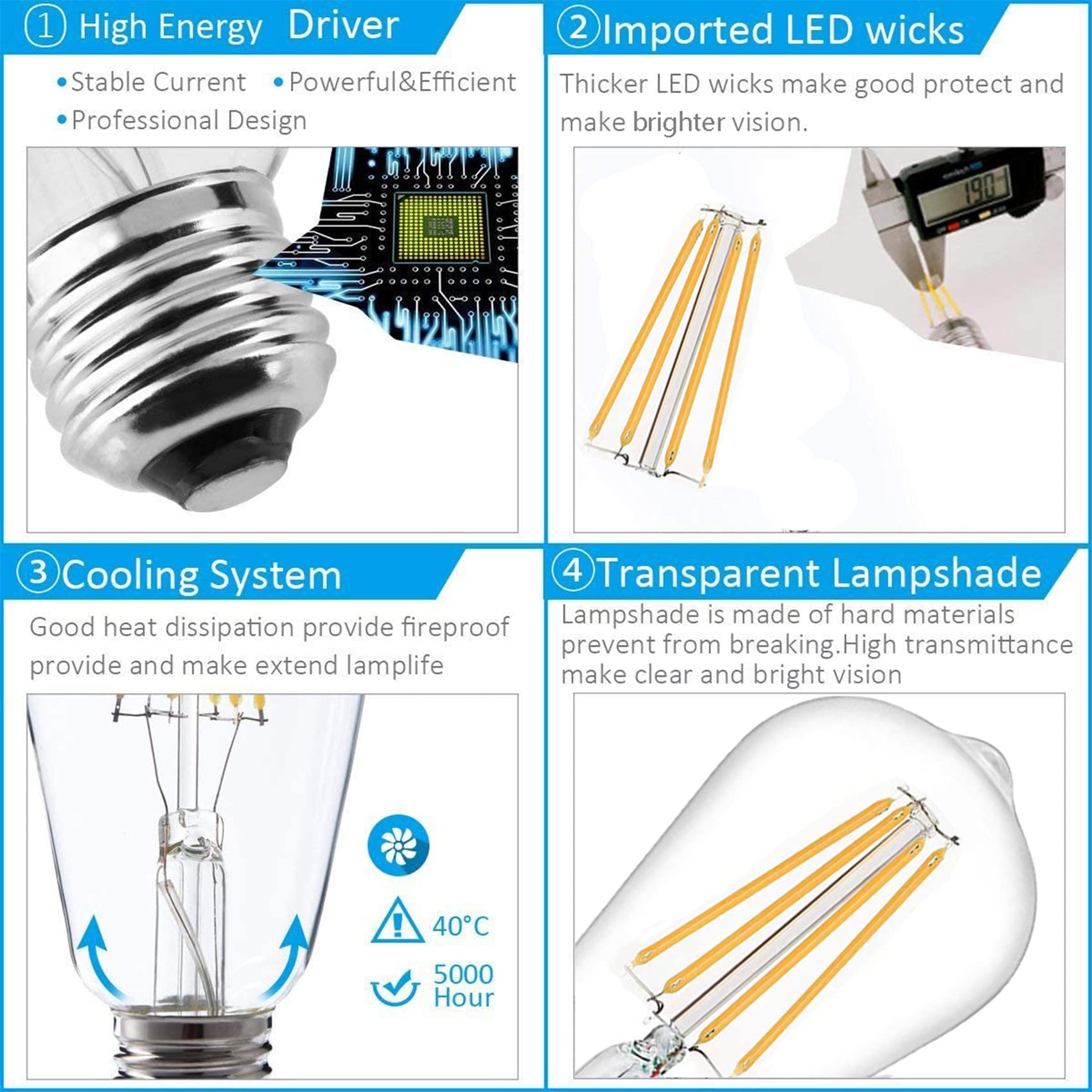Beonllay 12V E26 Led Light Bulb 6W 3000K 60W Equivalent, Low Voltage Ac/Dc 12V/24V Led Bulbs For Rv, Camper, Marine, Off Grid Ca