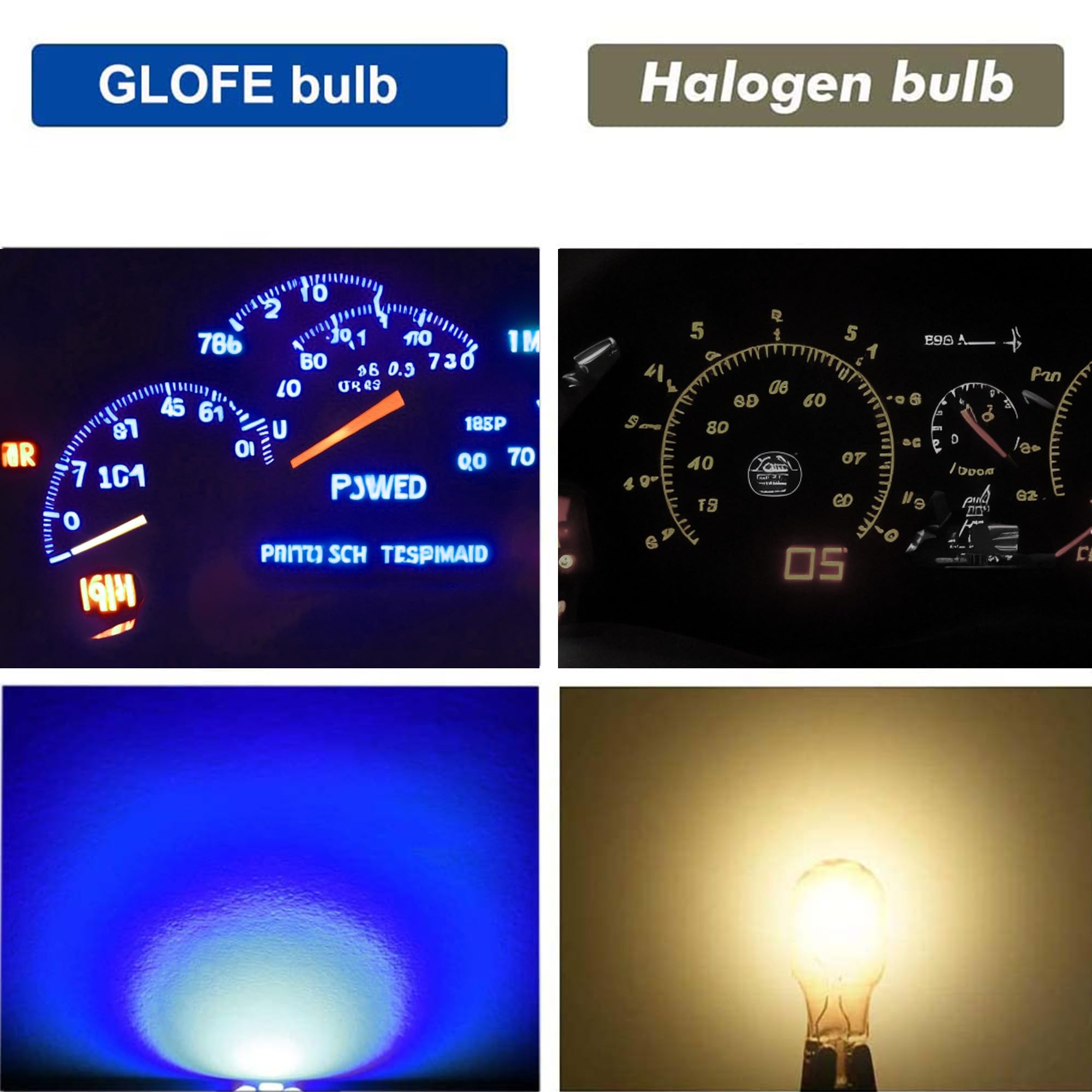 Glofe T10 194 168 Dash Instrument White Led Light Bulbs Bright Panel Gauge Cluster Dashboard Bulbs 10Pcs/Set (Blue)