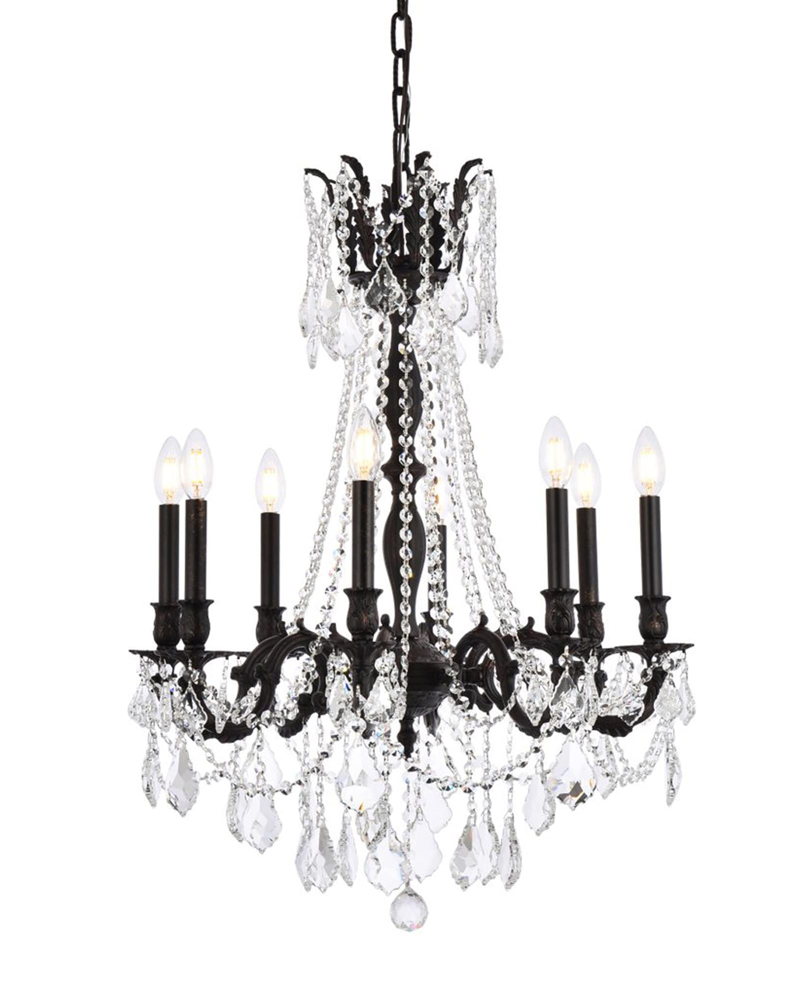 Elegant Lighting Royal Cut Crystal Chandelier, 24in x 30in, Bronze, Metal, Model 9208D24DB-GT/RC
