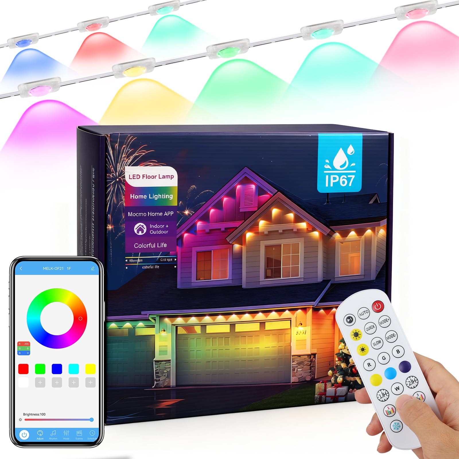 Permanent Outdoor Lights 246Ft With 90 Rgbic Led Smart Led Lights  App/Remote Control Ip68 Waterproof For Holiday Decor  50 Scene Modes  Diy Lights Color Lighting Timing For Christmas Halloween Party
