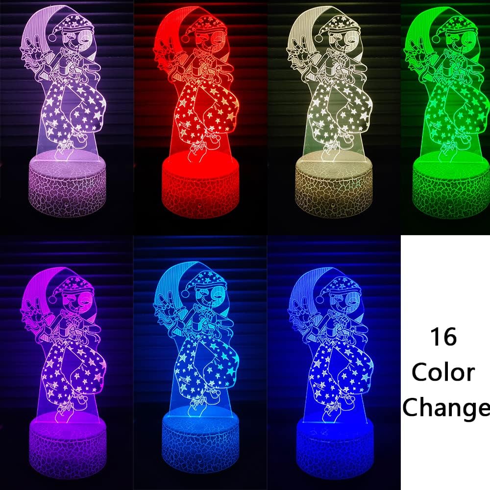 Mzcyfuy 3D Illusion Night Light LED Lamp with Remote Control 16 Color Changing Visual Bedroom Decoration FNAF (Moondrop)
