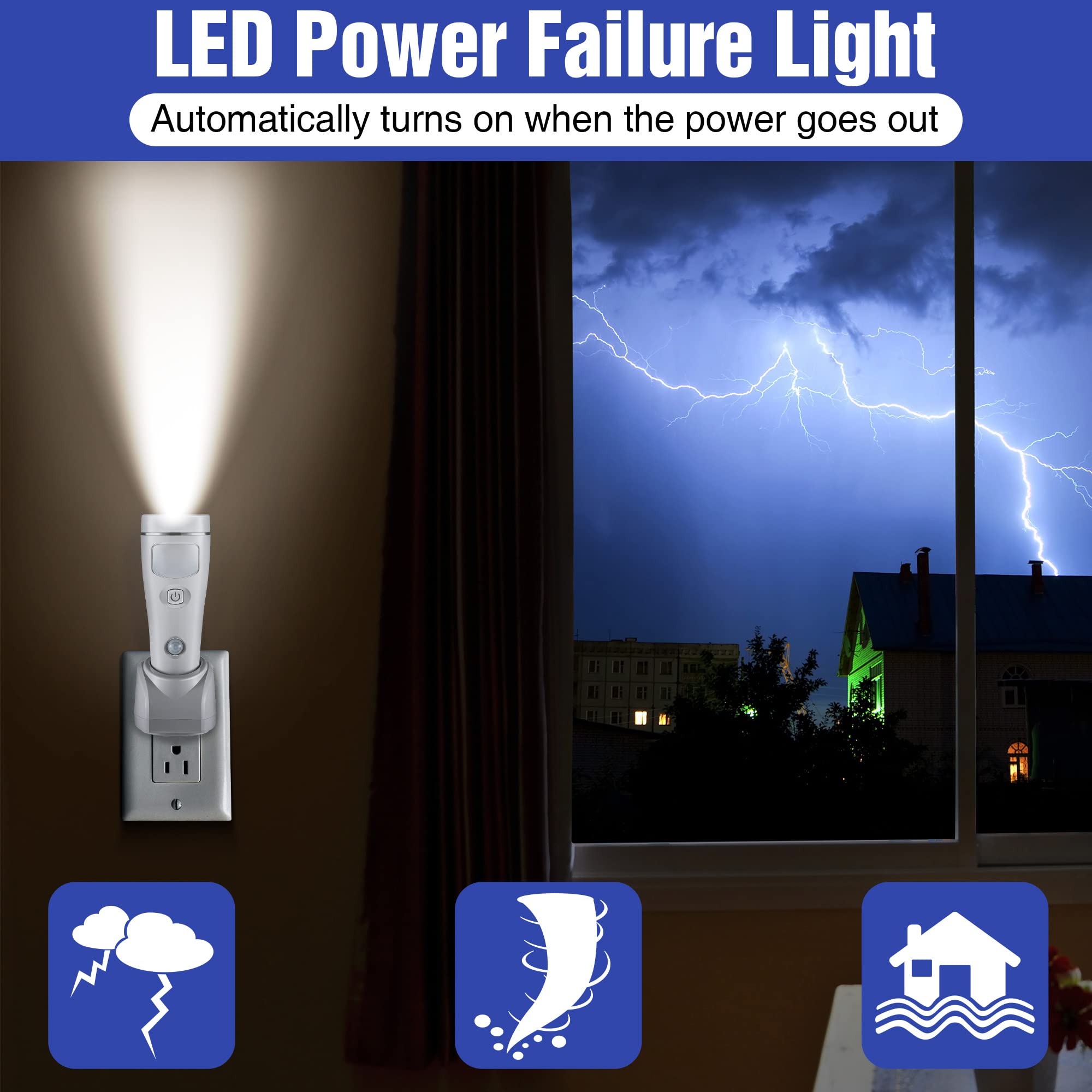 Enhon 4 in 1 LED Rechargeable Flashlights, 6 Pack Emergency Lights, Motion Detection, White, Model SO-Enhon-552