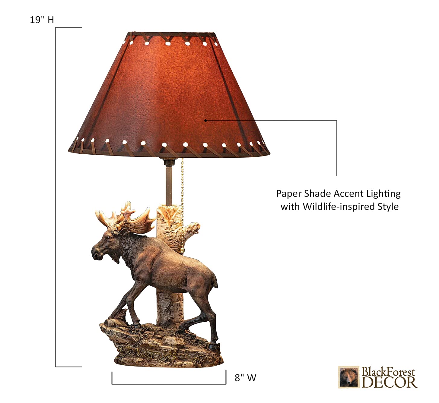 BLACK FOREST DECOR Moose Climbing Table Lamp - Vintage Rustic Home Décor - 19.5" x 12" for Cabin, Living Room, Nightstand, Desk