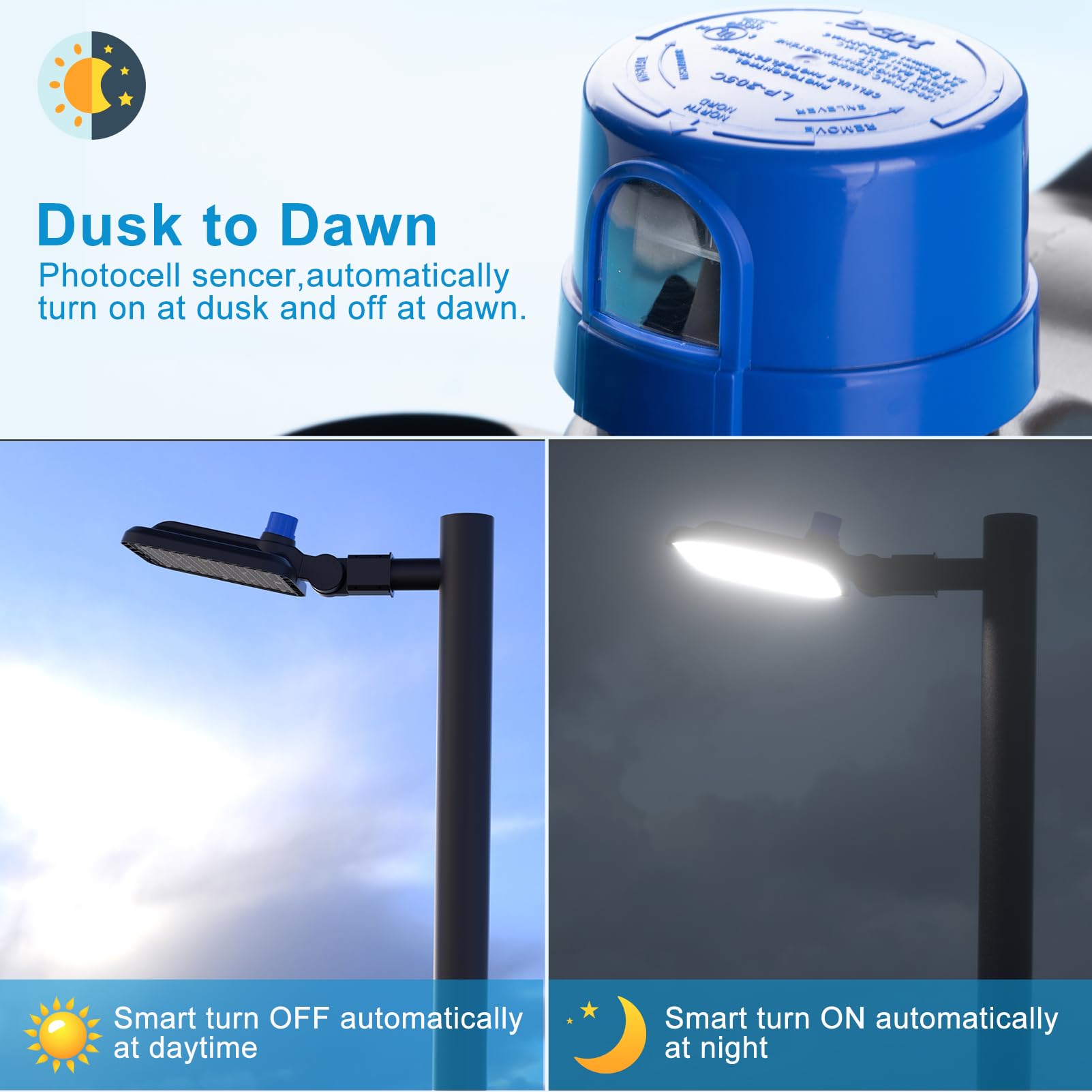 320W(350X1W) Led Parking Lot Lighting 48000Lm (150Lm/W) Led Parking Lot Lights Commercial With Smart Photocell Etl 5000K Pole Light Outdoor Slipfitter Mount- 4Pack 7Yrs Warranty