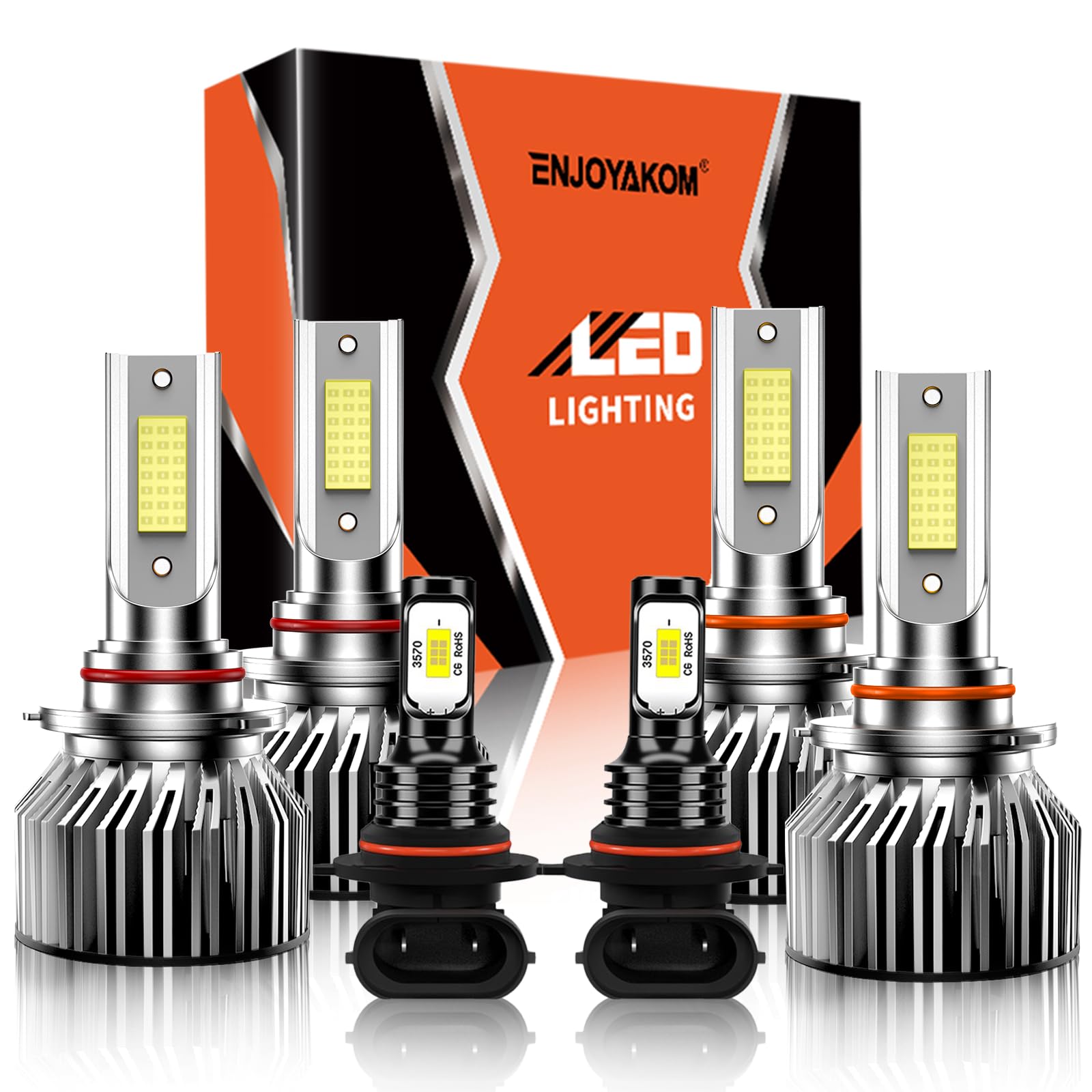 ENJOYAKOM Compatible for Dodge Ram 1500 2500 3500 with projector 2016 2017 2018, Fog Lights Bulbs Combo 6500K White Plug-and-Pla