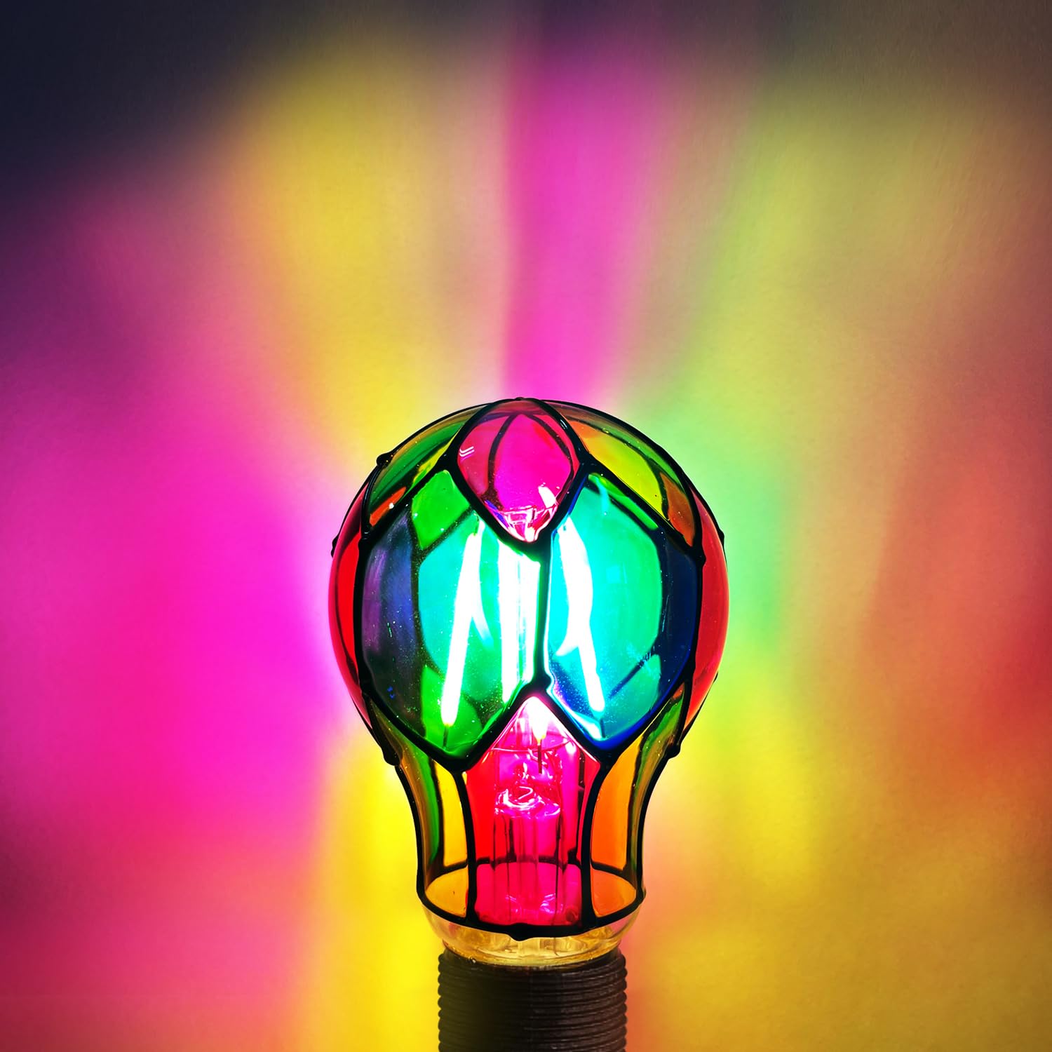 Aygrochy Dimmable Stained Glass Light Bulb Led Bulbs 3.5W E26 Base A19 Led Colored Light Bulb For Christmas Decoration Party Home Lighting Garden Balcony 2 Pack