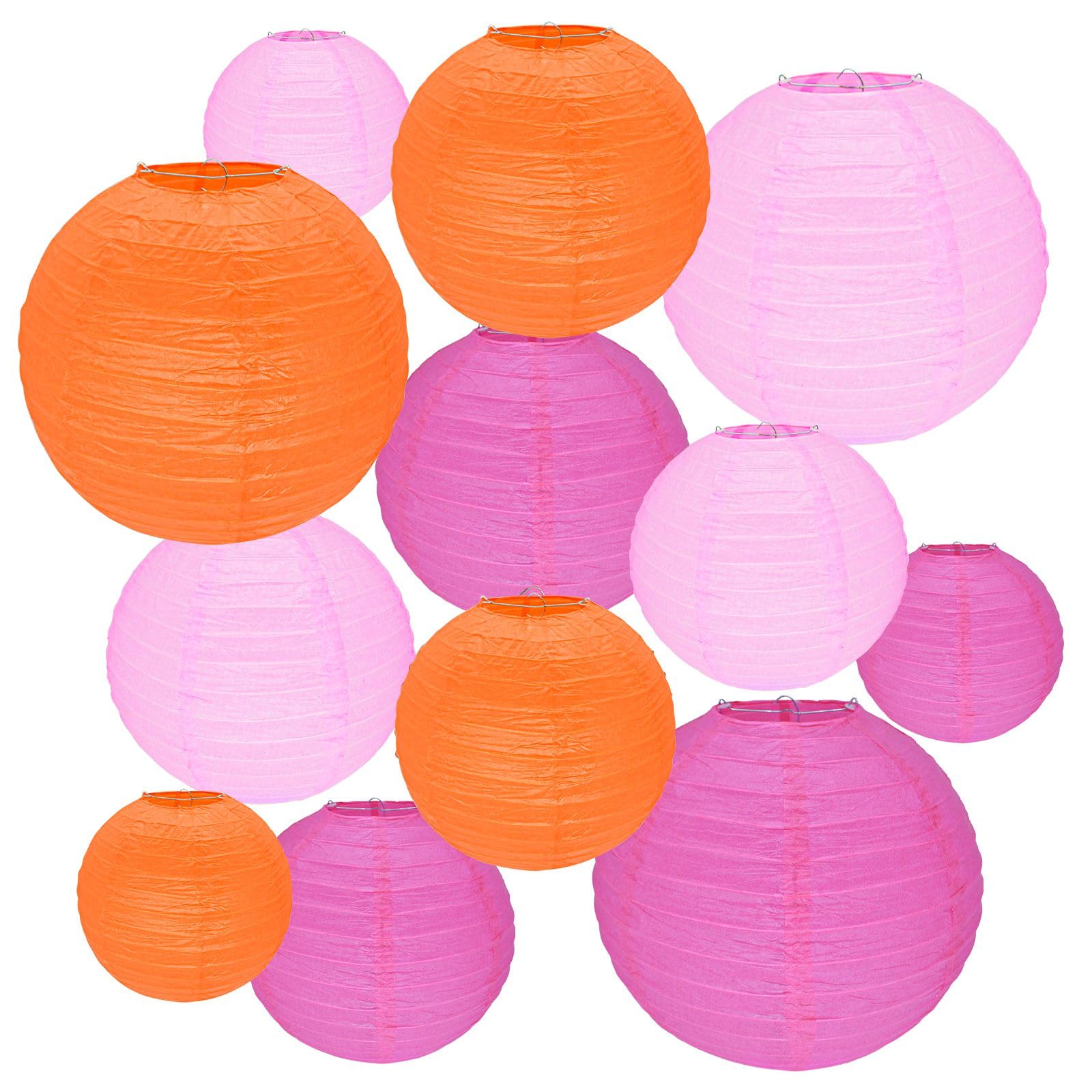 Peywot Paper Lanterns 12Pcs Assorted Sizes 6in 8in 10in 12in in 3 Colors for Home Decor, Weddings, Parties, Model ST-D