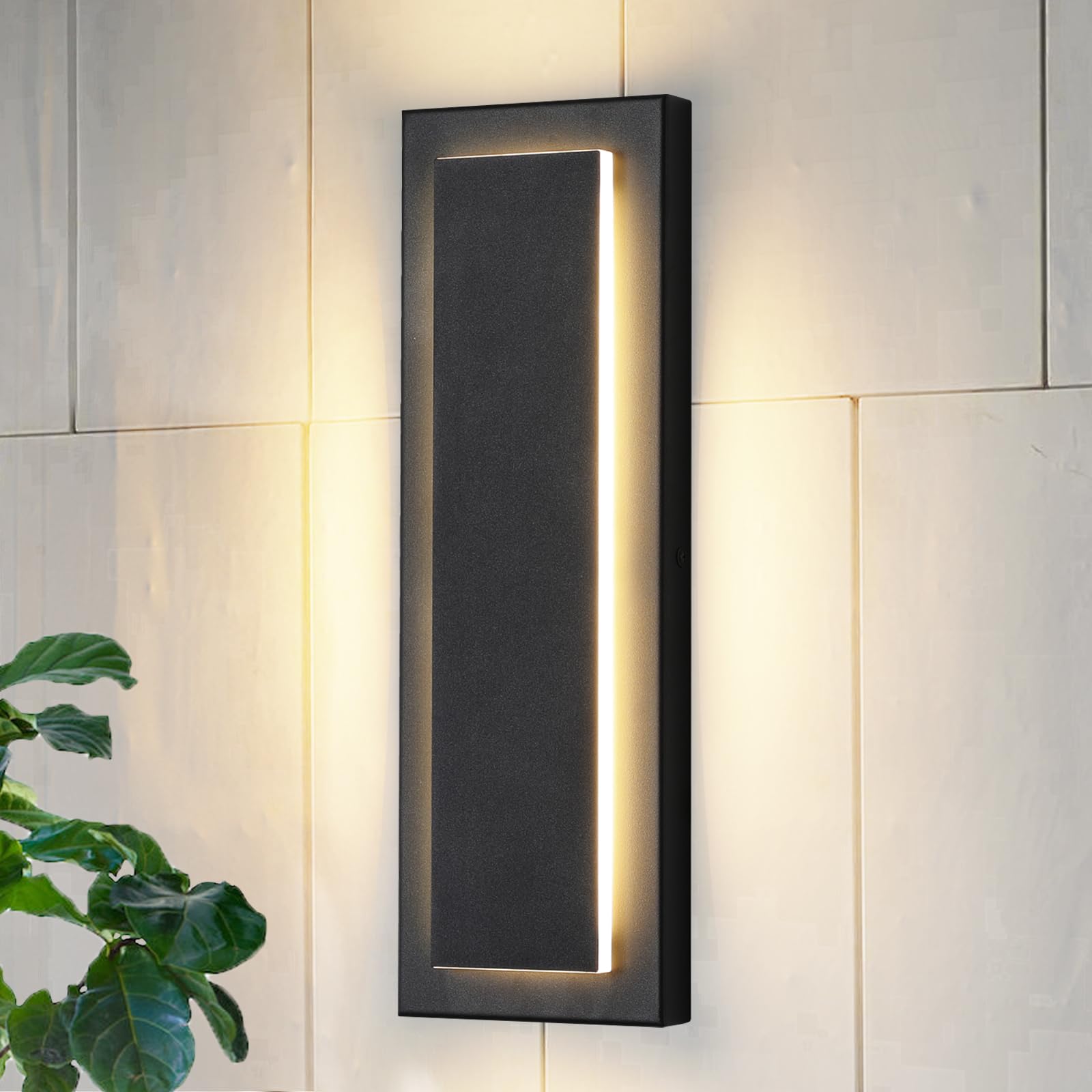 Zsmaiku 1 Pack Waterproof Outdoor Wall Light, 3000K Warm White, 960Lm, Black, Modern Design