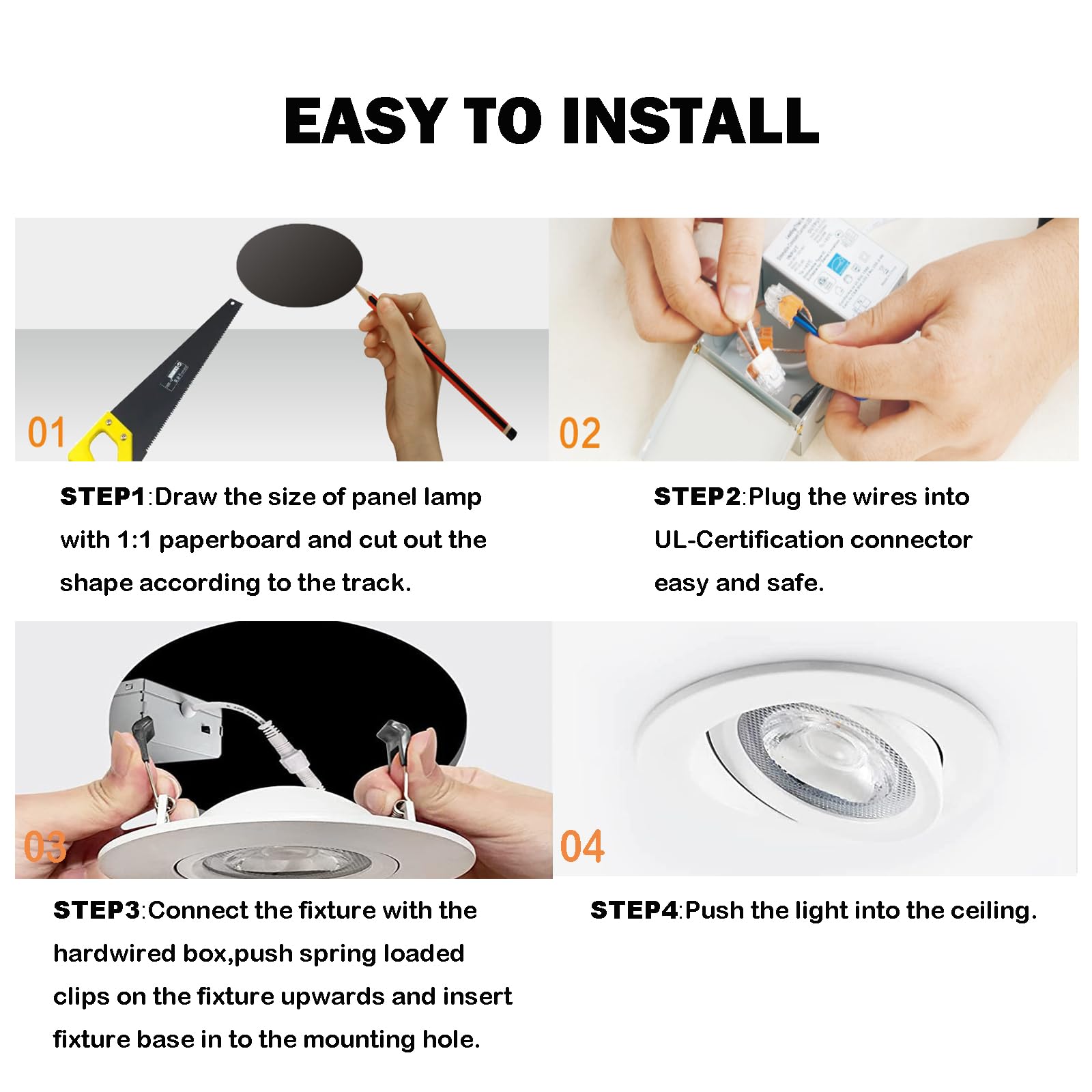 LTpro 4 Inch Gimbal LED Recessed Light, Dimmable 12W, Waterproof, 2700K-5000K, Aluminum, 4 Pack, COB-4inch