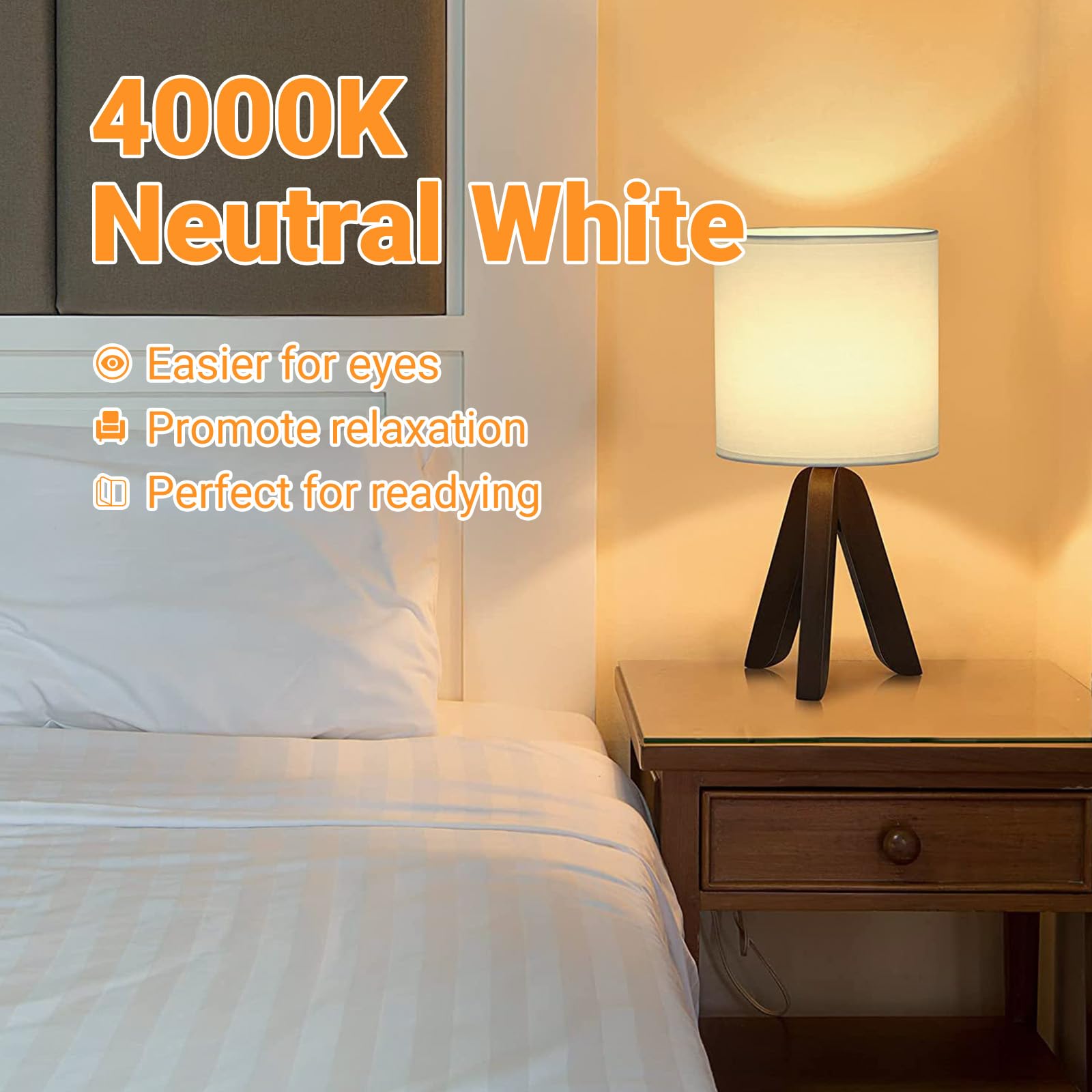A19 E26 Base Dimmable Edison Led Bulb, 6W(60 Watt Equivalent) Stepless Dimming Light Bulbs 600Lm, 4000K Neutral White, Vintage C