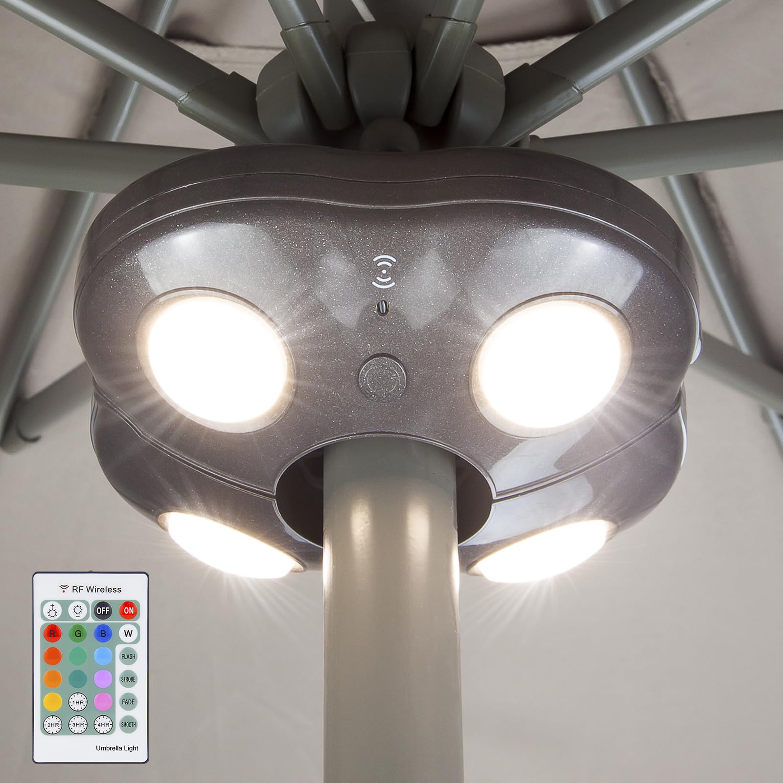 LUXSWAY Battery Operated Umbrella Light, 16 RGB Colors, Remote Control, Brown Plastic, Fits Offset Parasol Umbrella