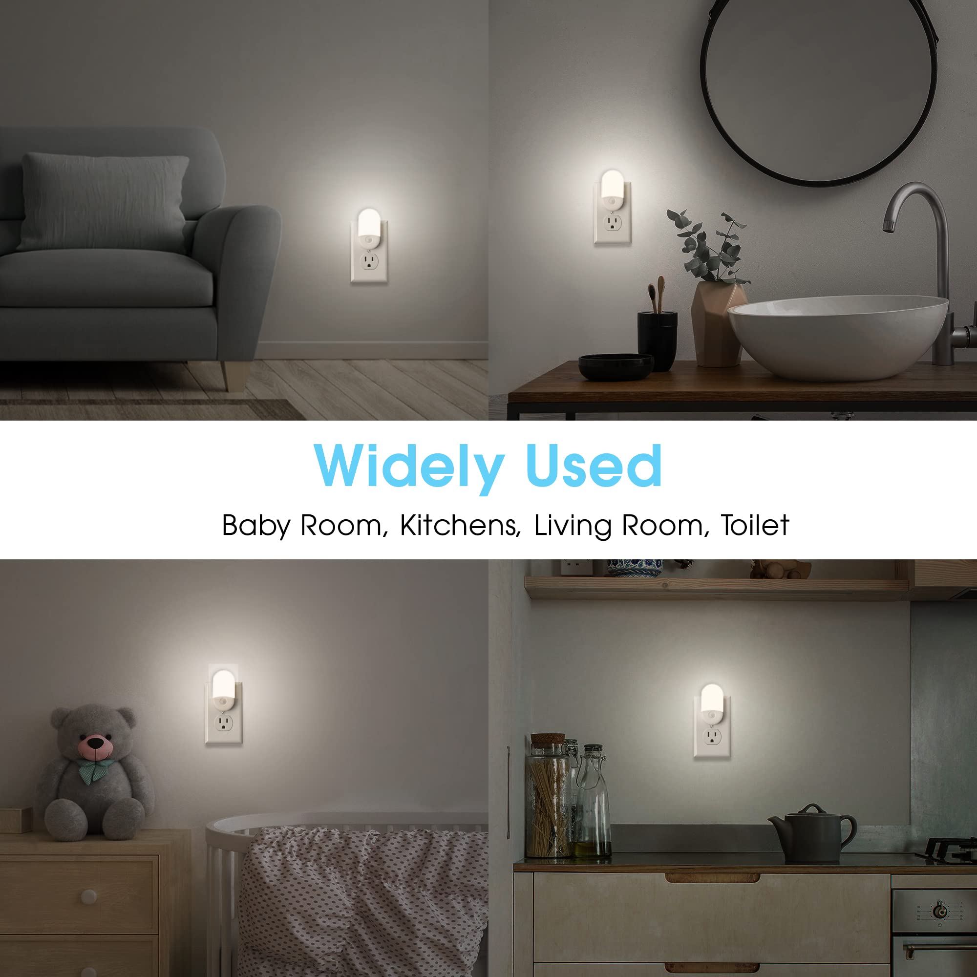 Lohas Night Lights Plug Into Wall [?? ????????], Auto Dusk To Dawn Sensor, 0.6W Dimmable Led Nightlights, Daylight White 5000K,