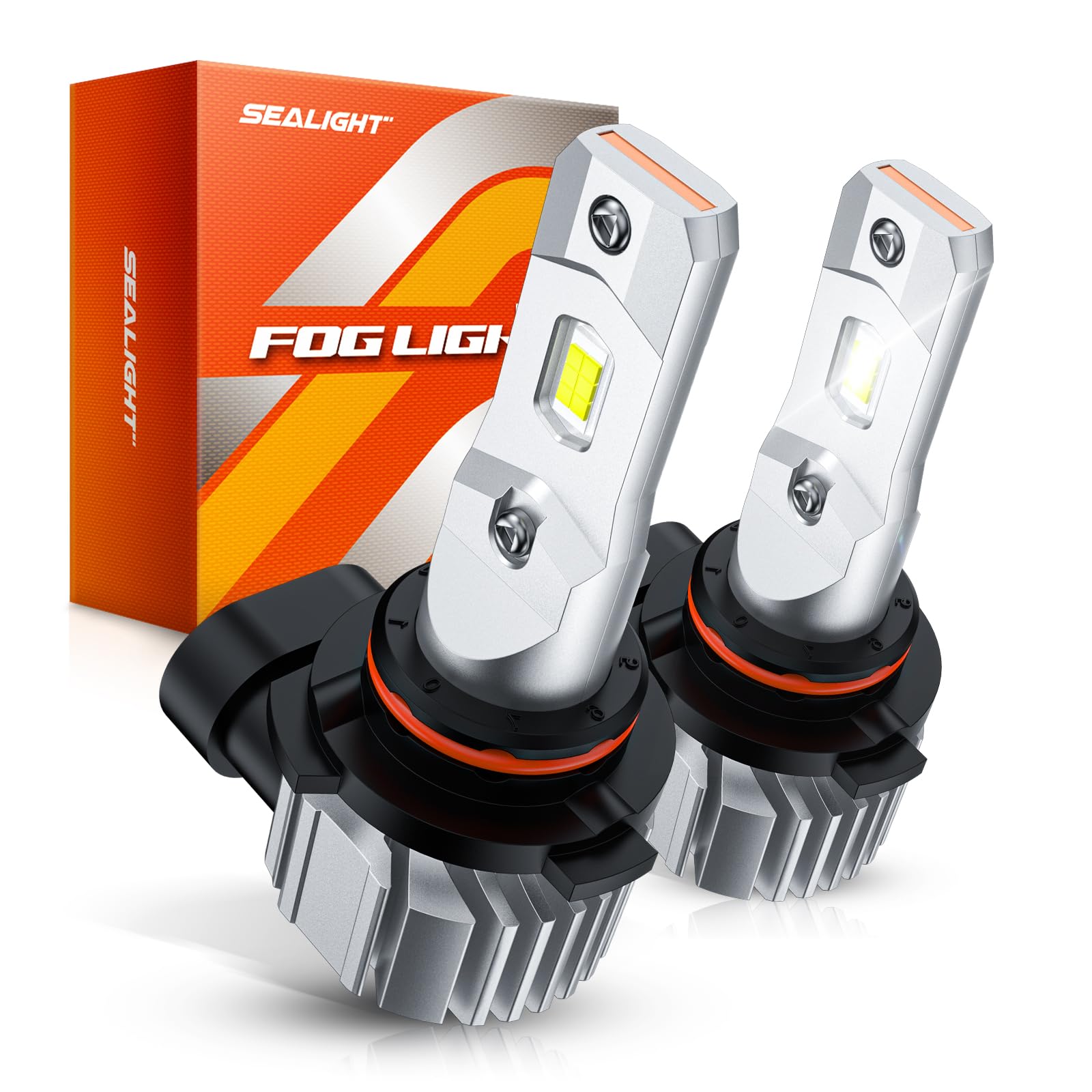 Sealight 9145 H10 Led Fog Light Bulbs Or Drl, 12000Lm 800% Brightness 9040 9045 9140 Led Fog Lights Led Bulb For Car, 6500K Cool White 984 Ft Strong Penetration, 60000 Hours Lifespan, Pack Of 2